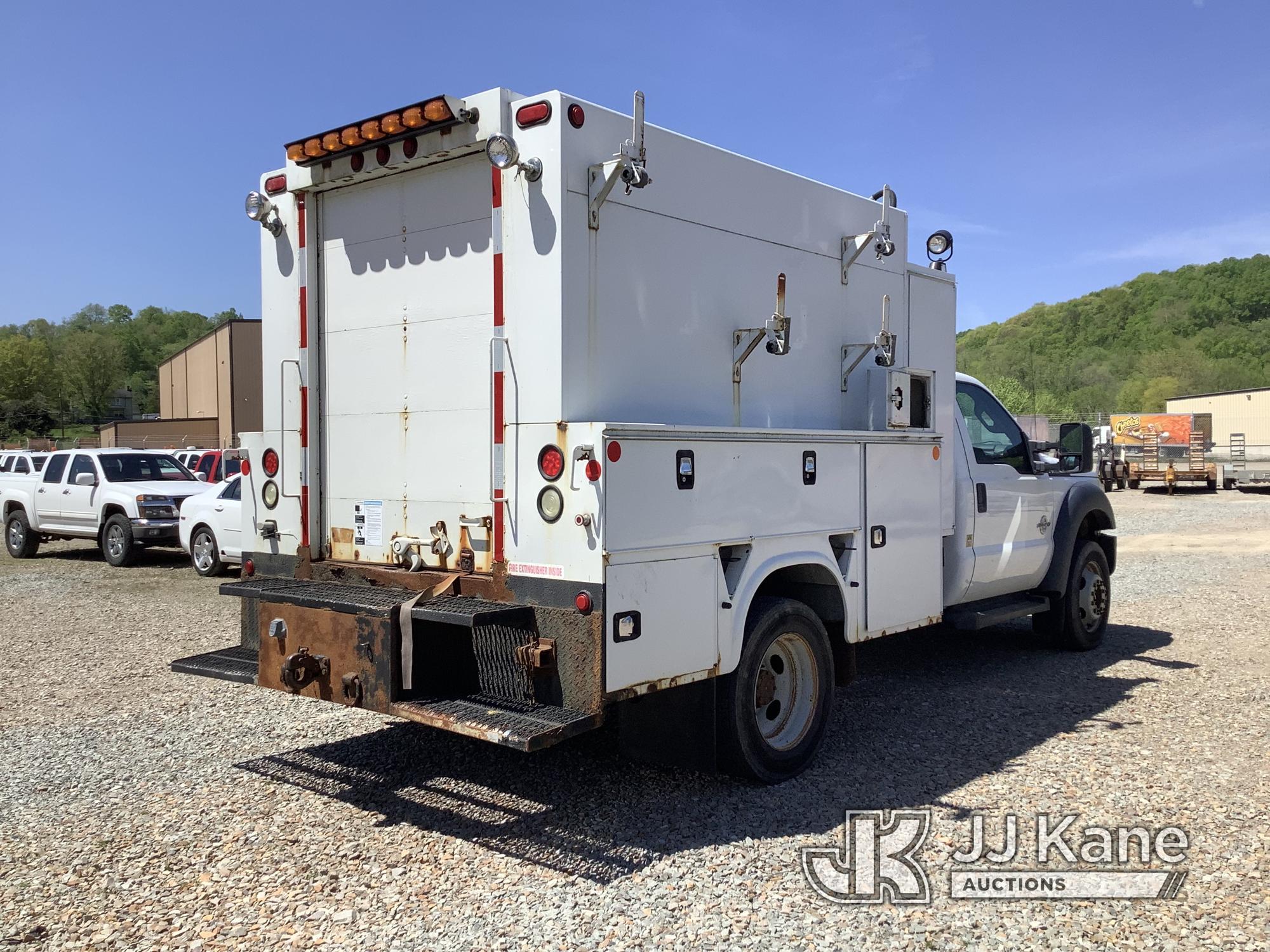 (Smock, PA) 2012 Ford F550 Enclosed High-Top Service Truck Runs & Moves, Check Engine Light On, PTO