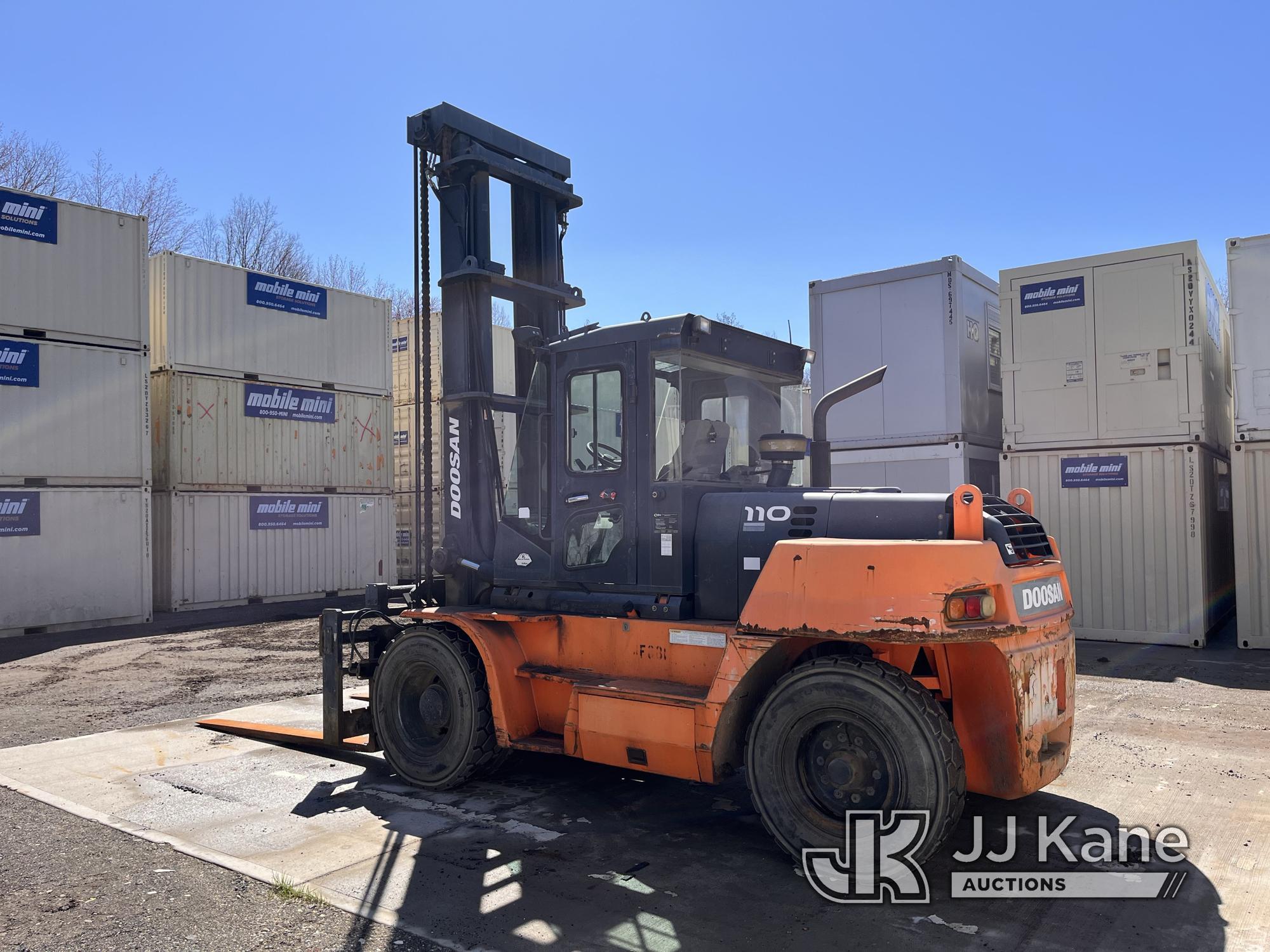 (Enfield, CT) 2011 Doosan D110S-5 Pneumatic Tired Forklift Runs, Moves & Operates) (Jump to Start (2