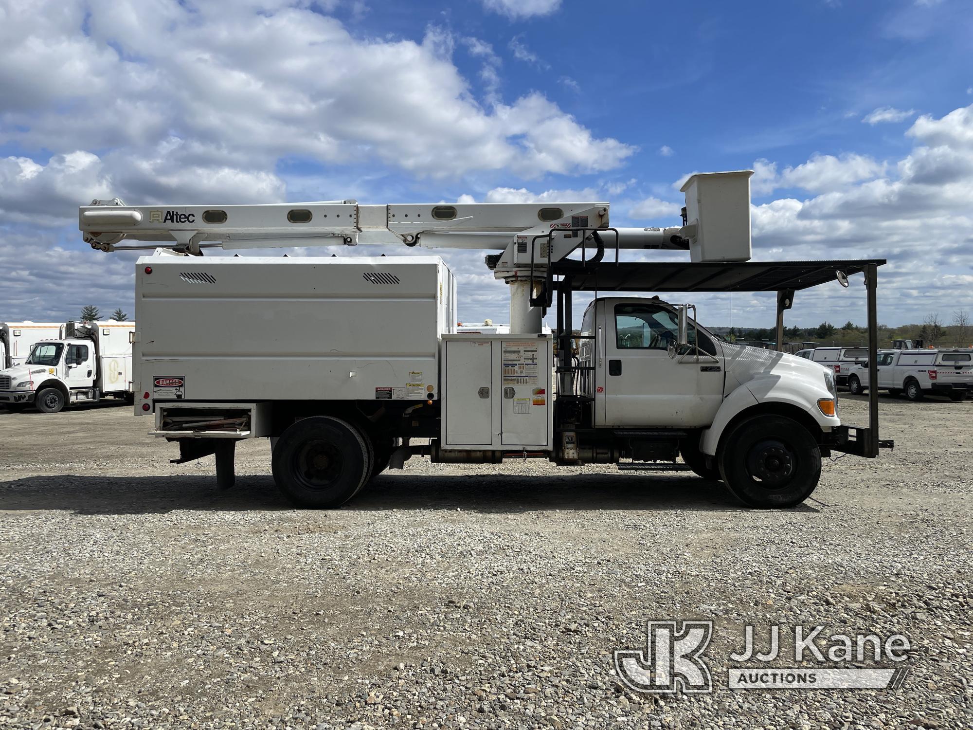 (Shrewsbury, MA) Altec LR756, Over-Center Bucket Truck mounted behind cab on 2013 Ford F750 Chipper