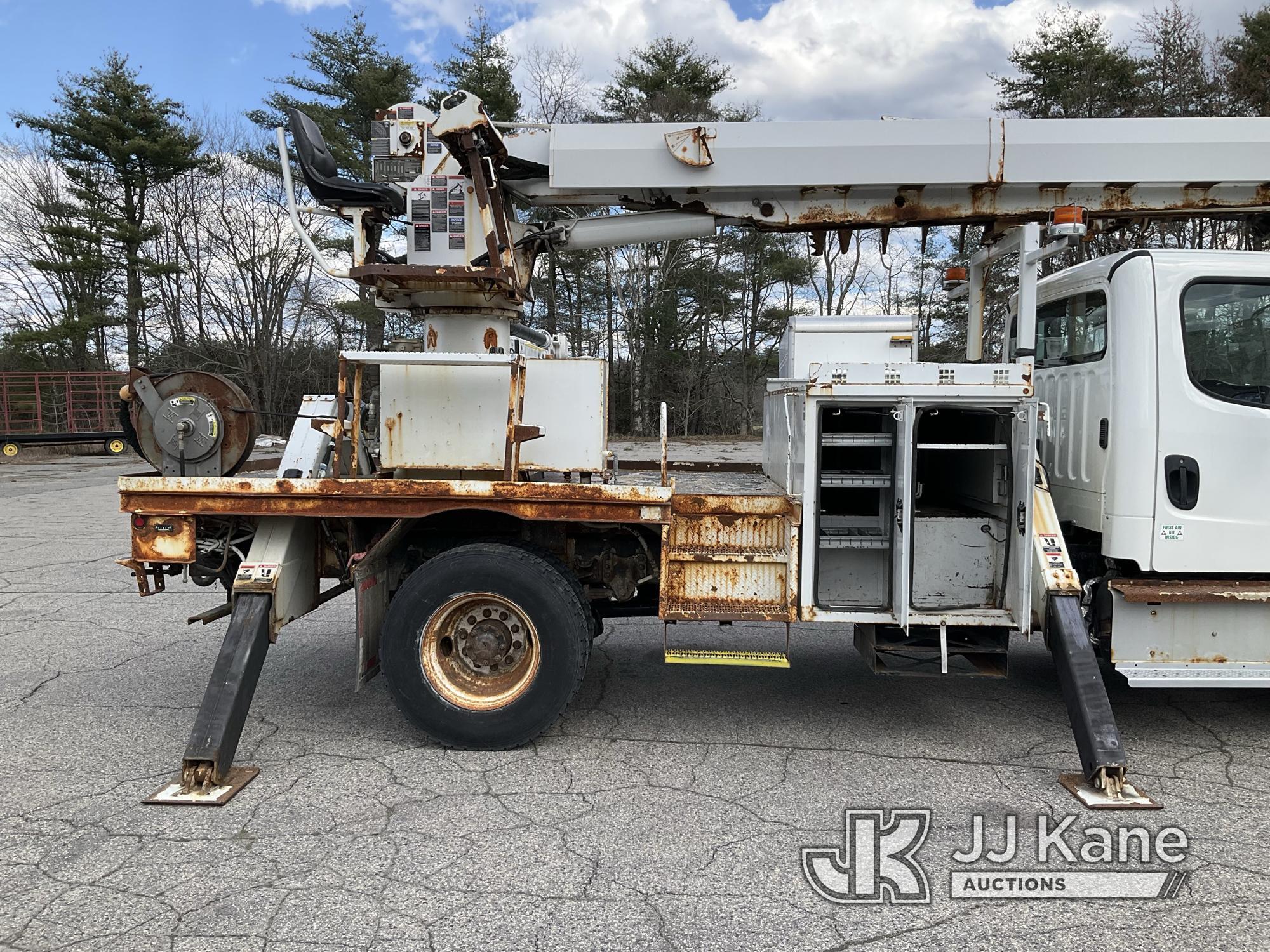 (Wells, ME) Altec DM47B-TR, Digger Derrick rear mounted on 2014 Freightliner M2 106 Flatbed Truck Ru