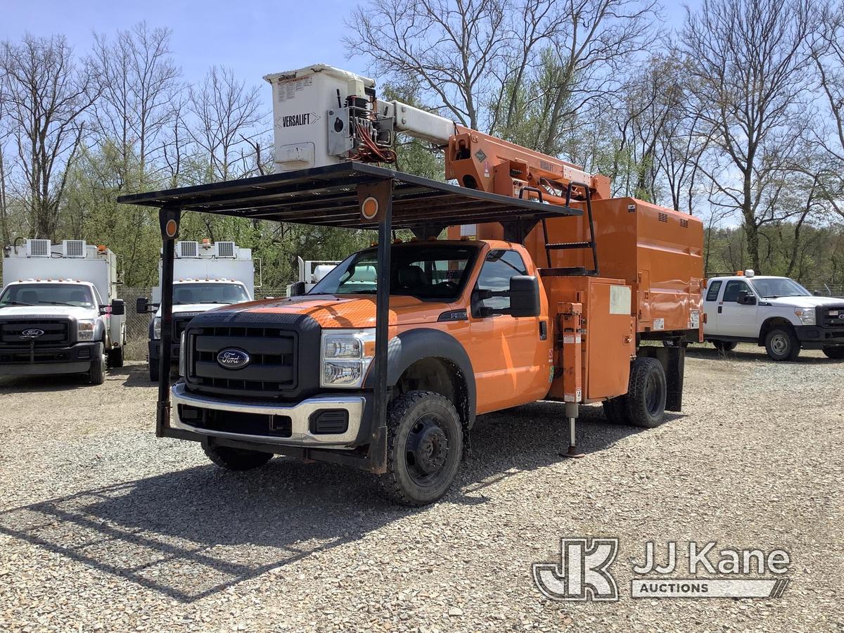 (Smock, PA) Versalift SST40EIH, Articulating & Telescopic Bucket mounted behind cab on 2015 Ford F55