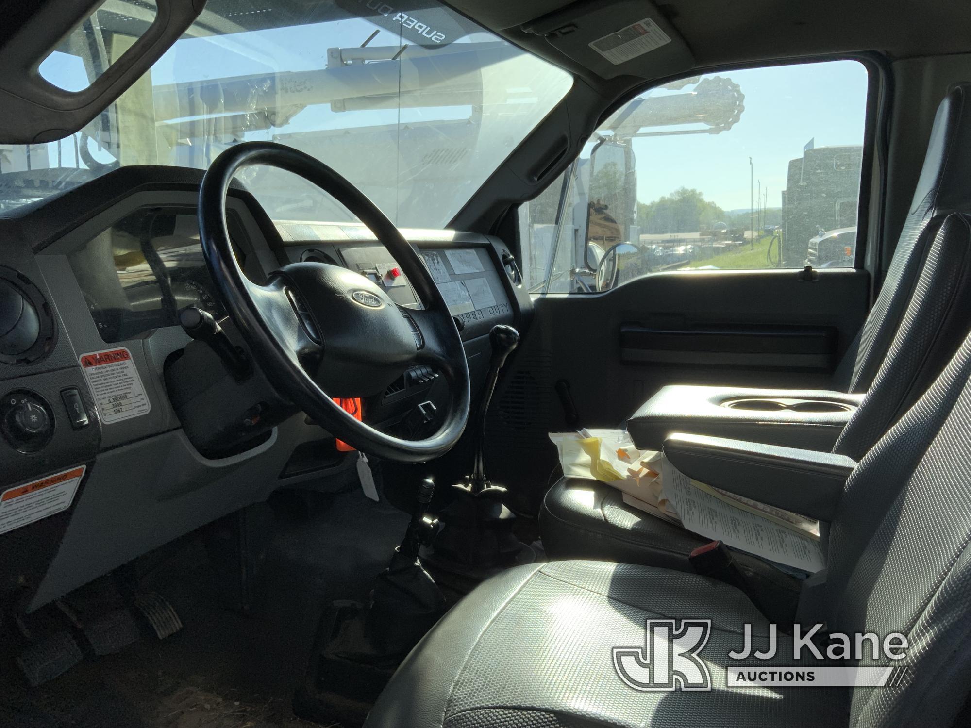 (Ashland, OH) Altec LR756, Over-Center Bucket Truck mounted behind cab on 2013 Ford F750 Chipper Dum