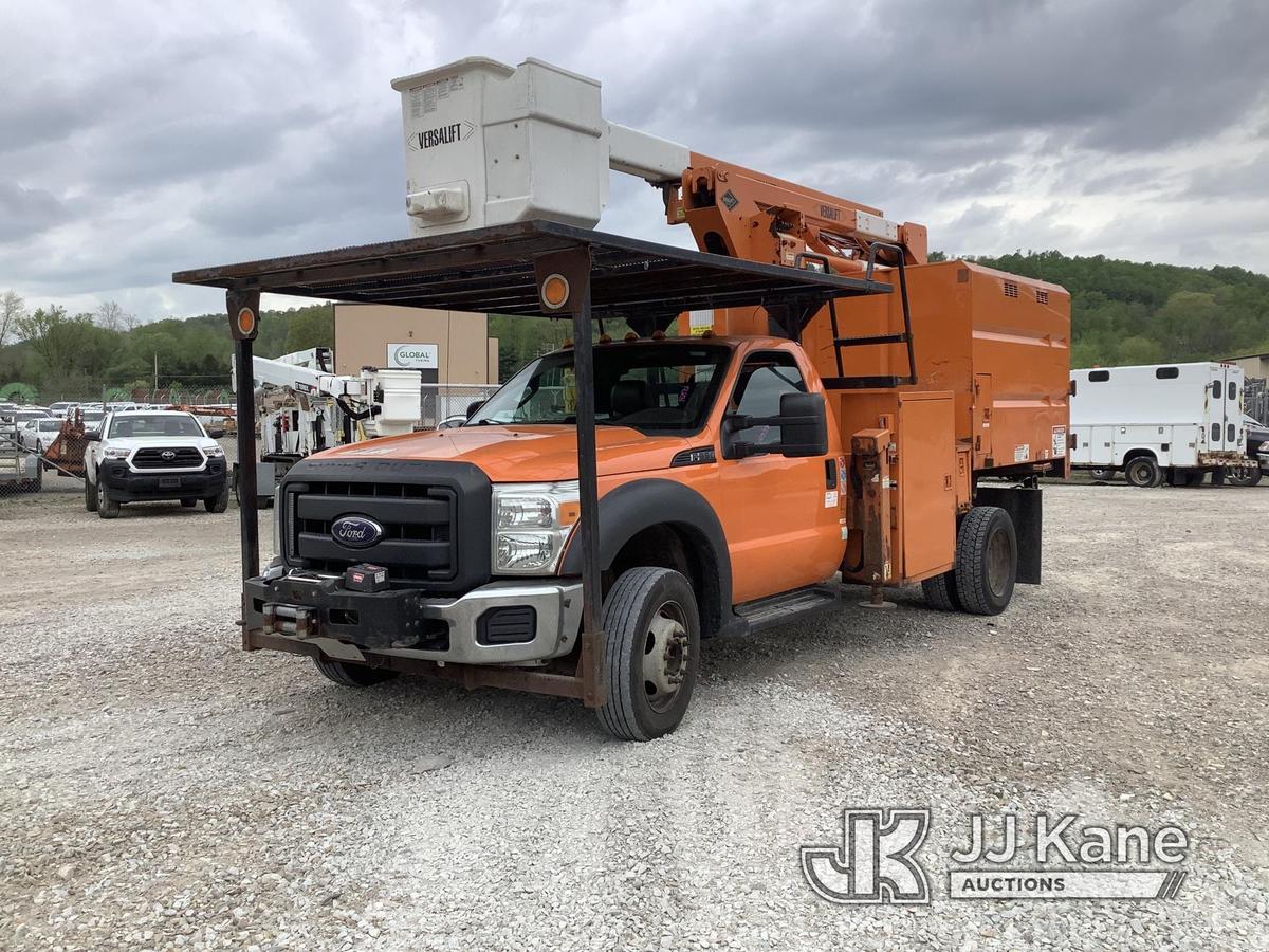 (Smock, PA) Versalift SST40EIH, Articulating & Telescopic Bucket mounted behind cab on 2015 Ford F55