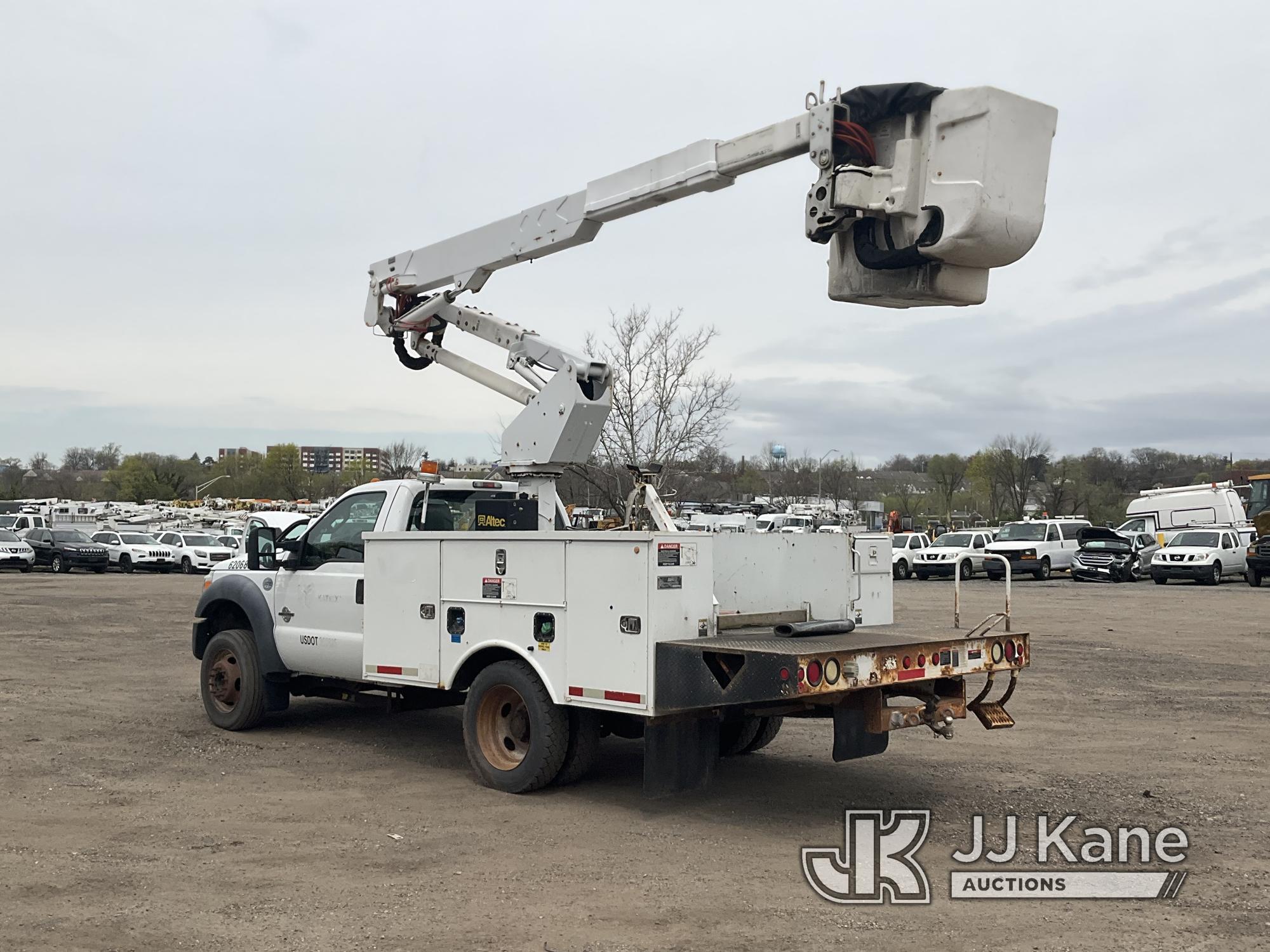 (Plymouth Meeting, PA) Altec AT37G, Articulating & Telescopic Bucket Truck mounted behind cab on 201