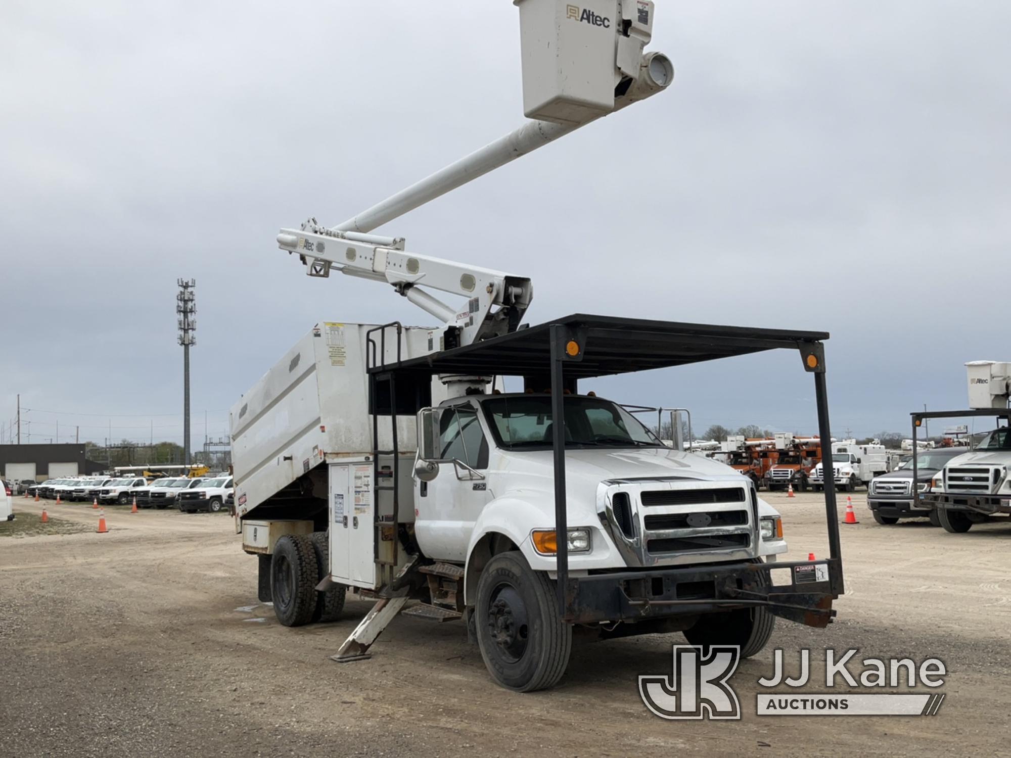 (Charlotte, MI) Altec LR756, Over-Center Bucket Truck mounted behind cab on 2013 Ford F750 Chipper D