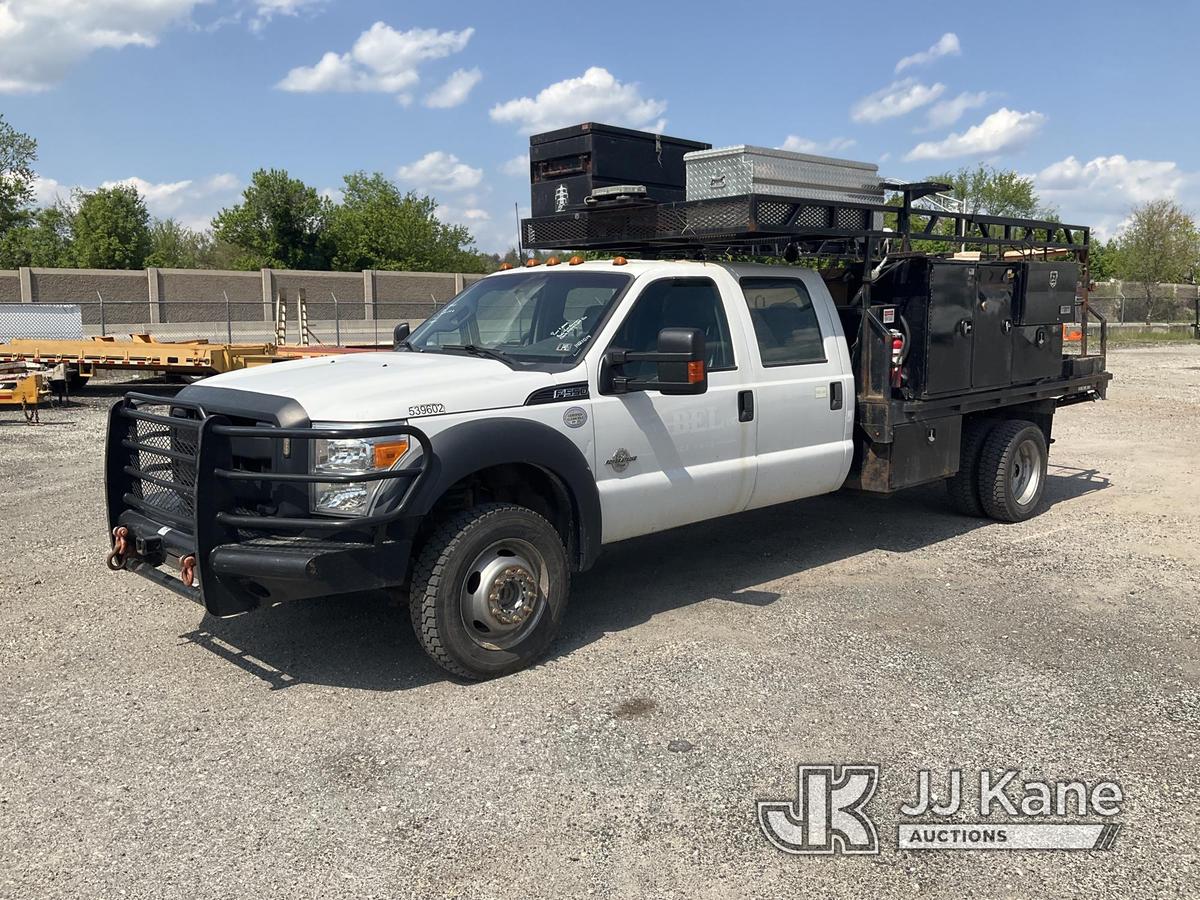 (Plymouth Meeting, PA) 2016 Ford F550 4x4 Crew-Cab Flatbed Truck Runs & Moves, Body & Rust Damage, C