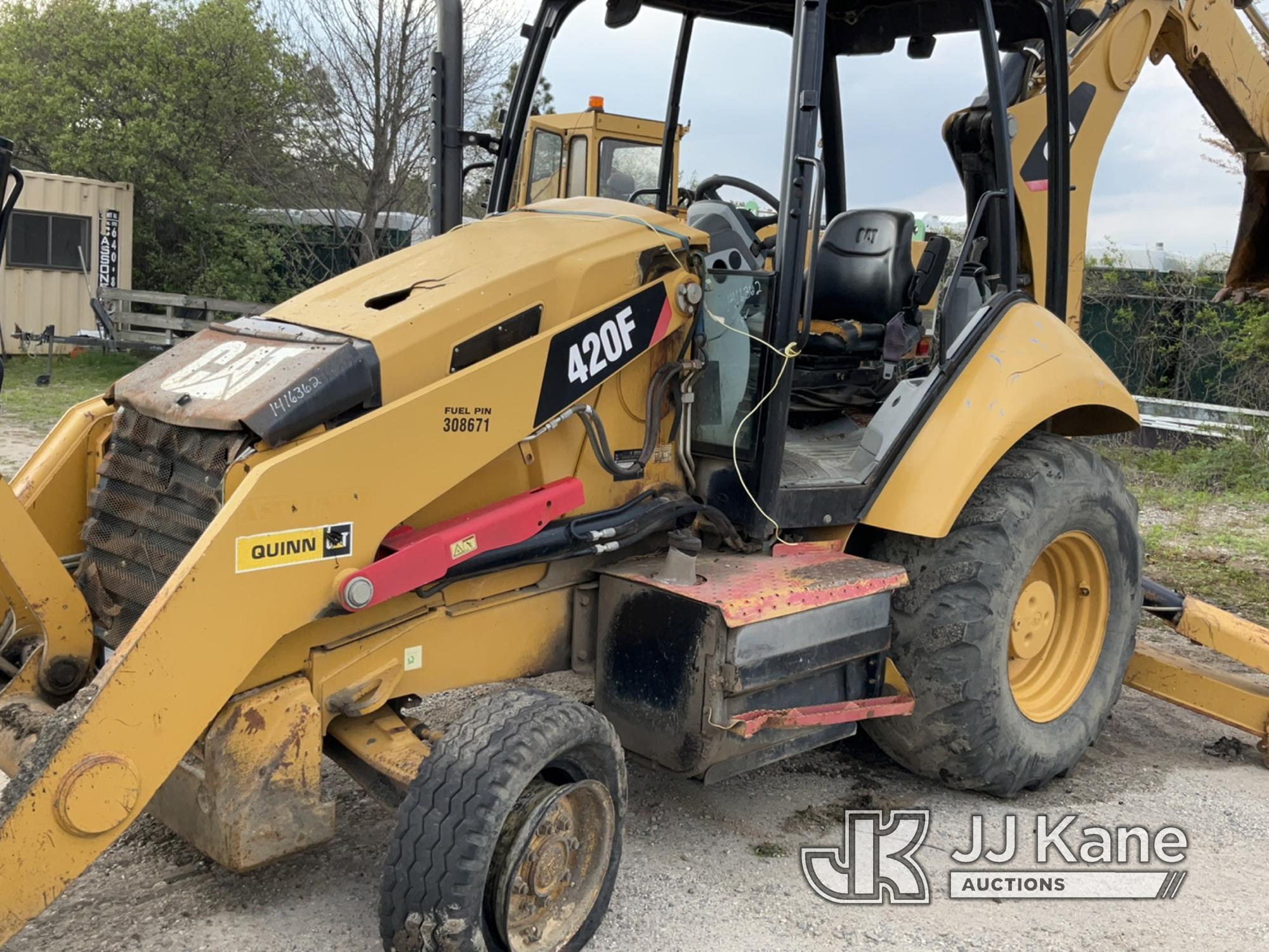 (Bellport, NY) 2013 Caterpillar 420F Tractor Loader Backhoe Runs & Moves, Bad Engine, Bad Tire, Load