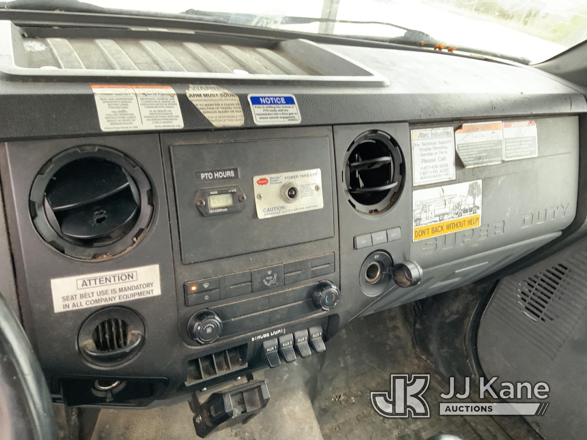 (Fort Wayne, IN) Altec LR756, Over-Center Bucket Truck mounted behind cab on 2015 Ford F750 Chipper