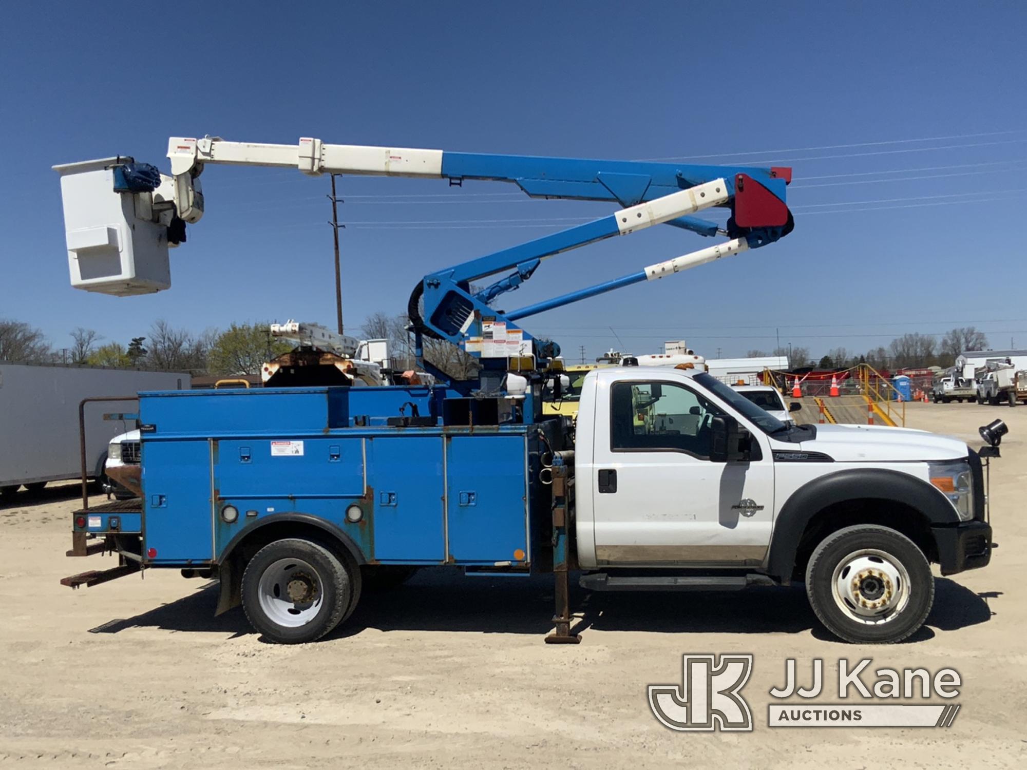 (Charlotte, MI) HiRanger LT38, Articulating & Telescopic Bucket Truck mounted behind cab on 2014 For