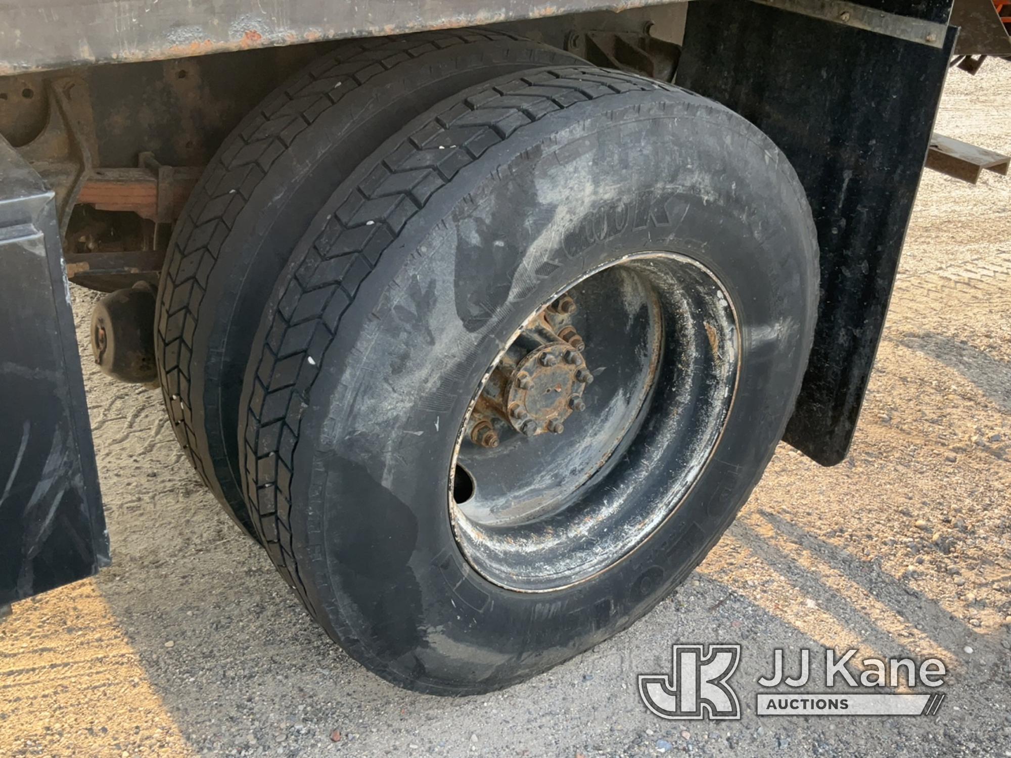 (Bellport, NY) HIAB 111-B-3CLX, Knuckleboom Crane mounted behind cab on 2011 Ford F750 Flatbed Truck