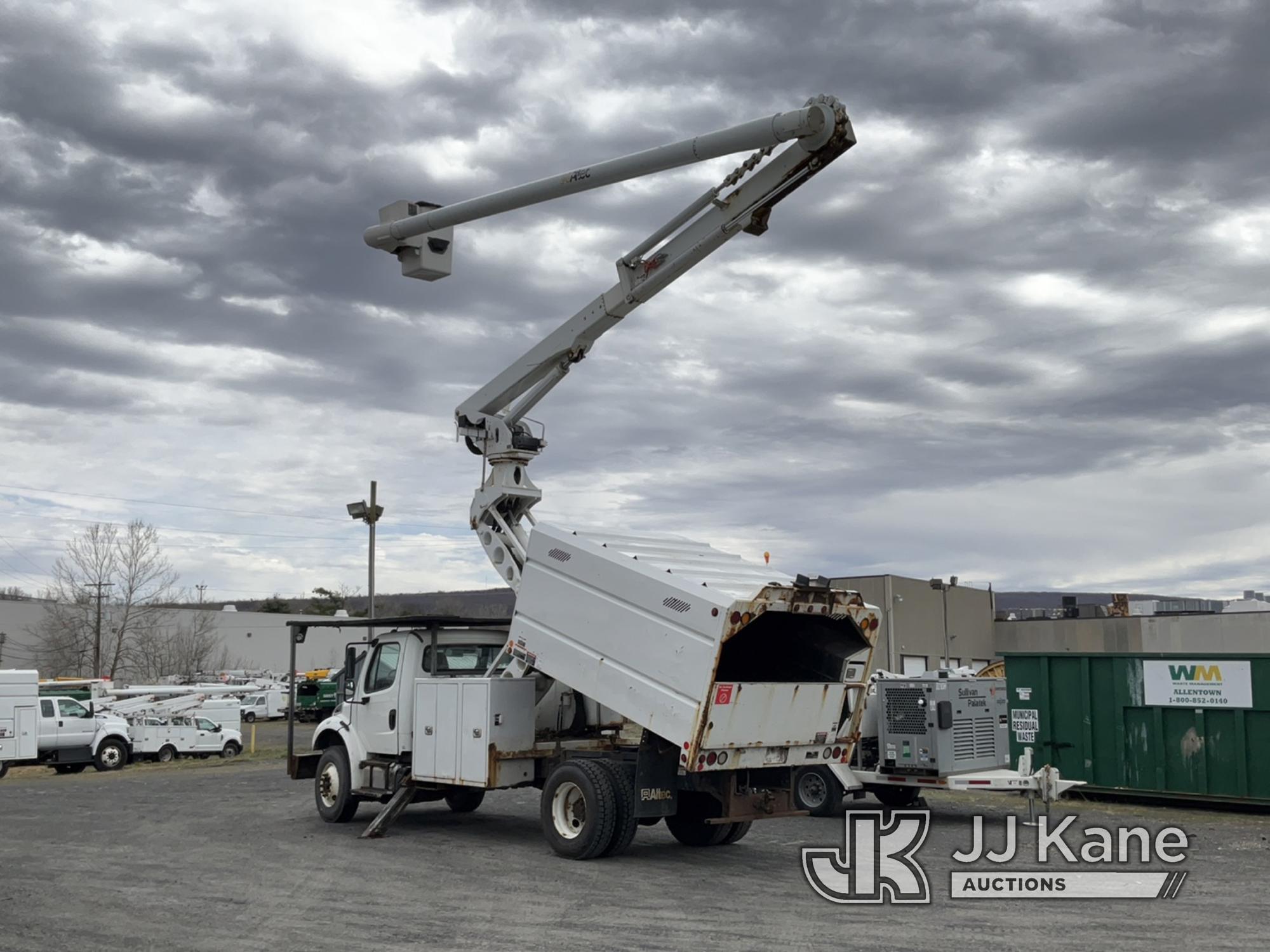 (Plains, PA) Altec LR7-60E70, Over-Center Elevator Bucket Truck mounted behind cab on 2015 Freightli