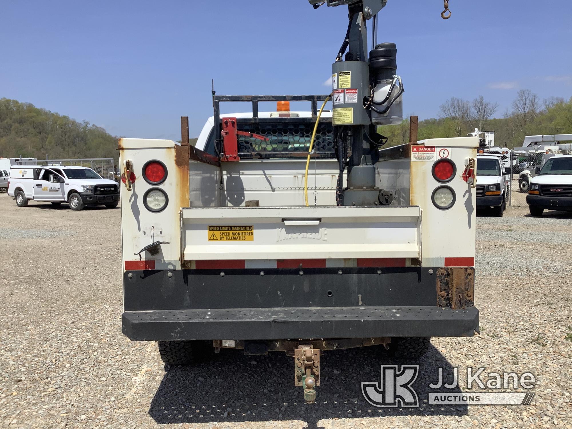 (Smock, PA) 2014 Ford F350 4x4 Extended-Cab Service Truck Runs & Moves, Crane Operates, Check Engine