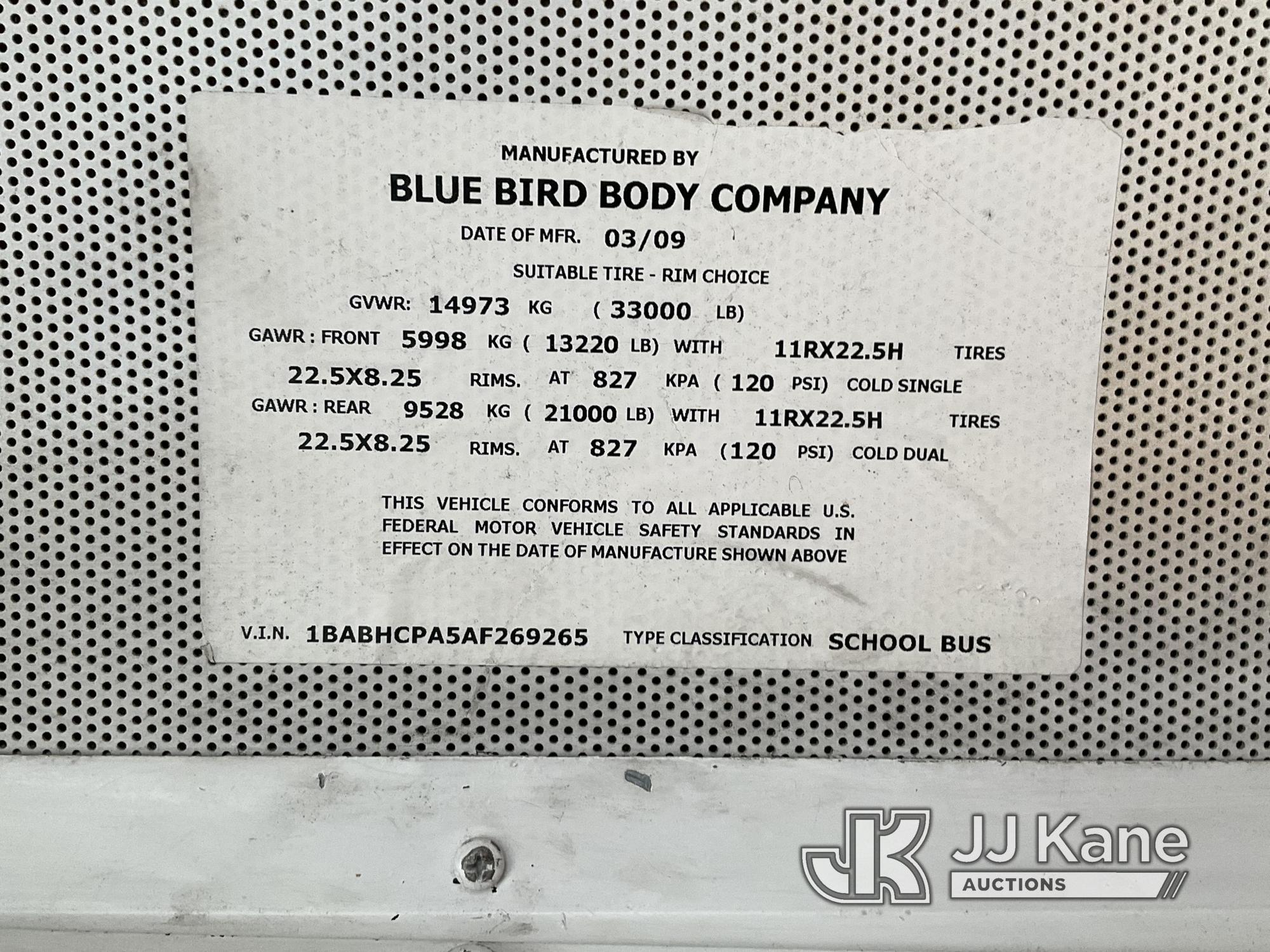 (Plymouth Meeting, PA) 2010 Blue Bird All American School Bus Runs & Moves, Body & Rust Damage