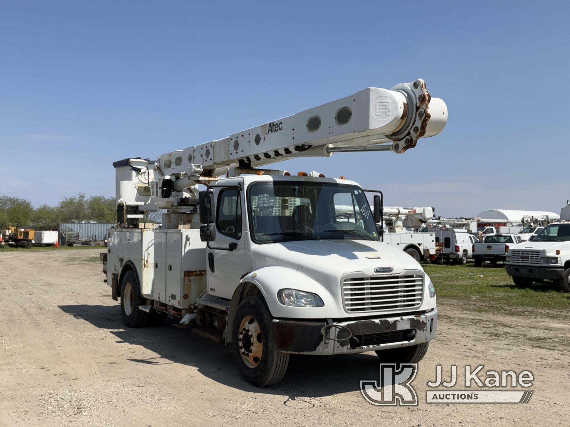 (Bellport, NY) Altec AM55, Over-Center Material Handling Bucket rear mounted on 2011 Freightliner M2