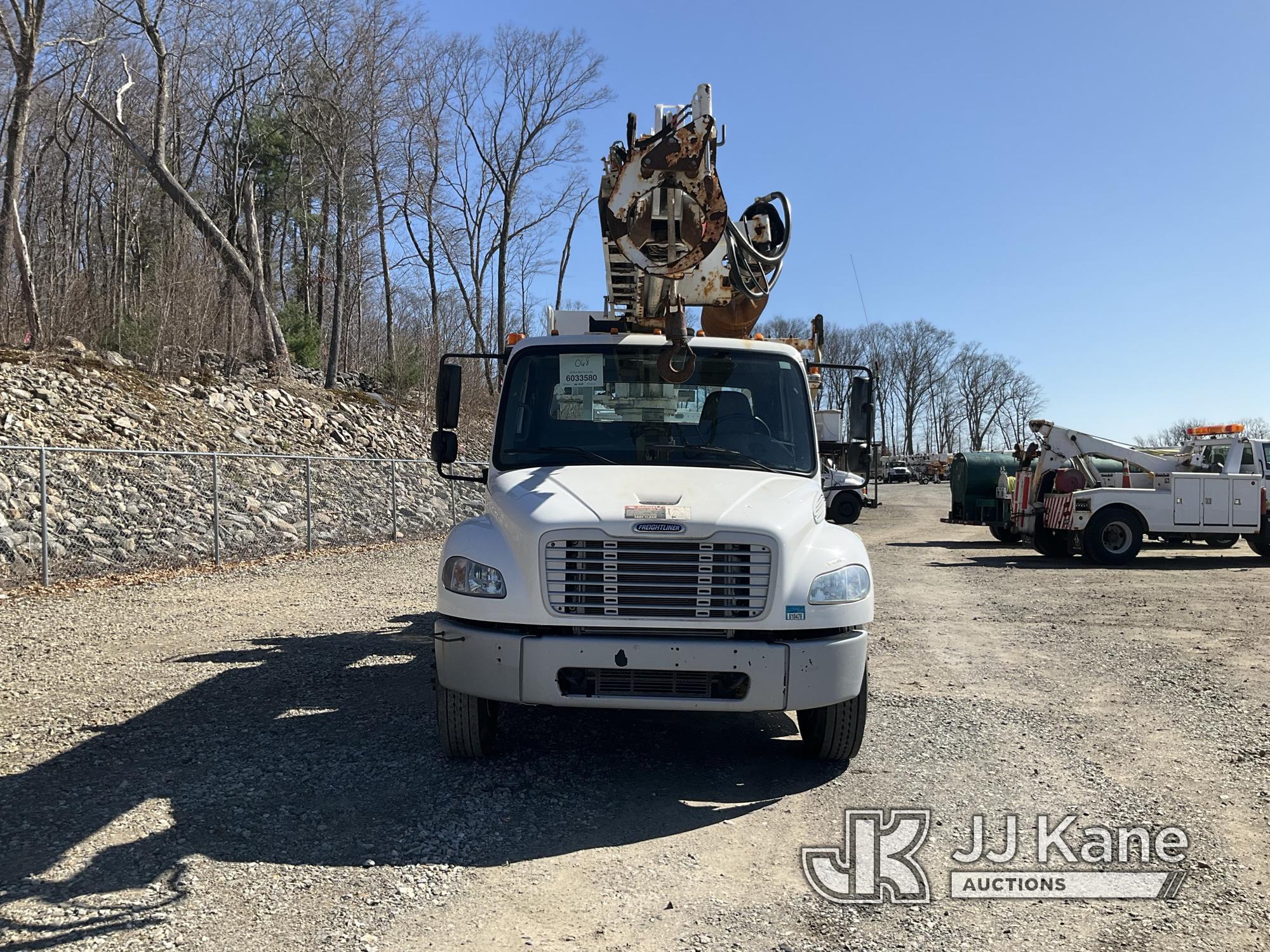 (Shrewsbury, MA) Altec DC47-TR, Digger Derrick rear mounted on 2017 Freightliner M2 106 Flatbed/Util