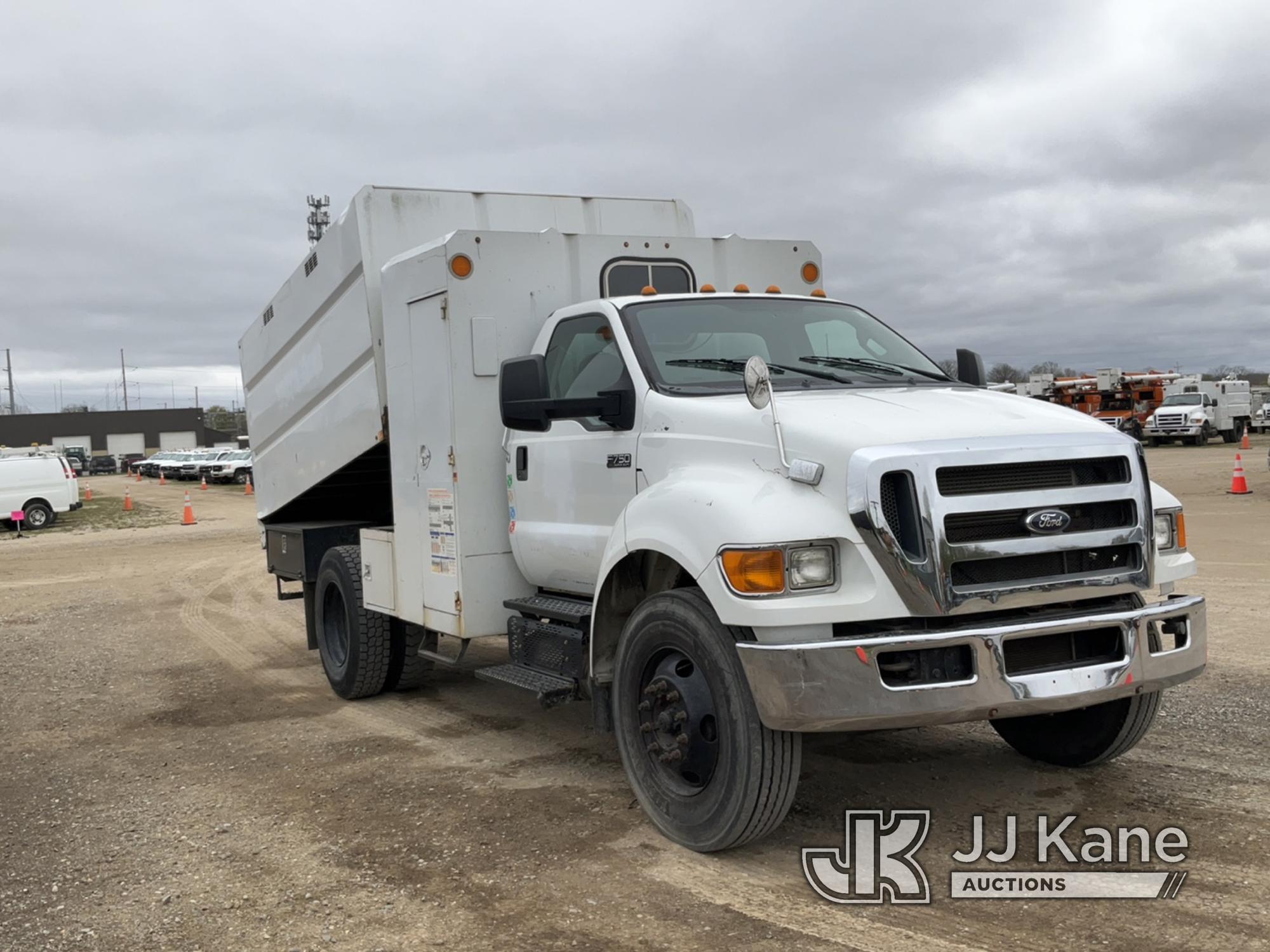 (Charlotte, MI) 2013 Ford F750 Chipper Dump Truck Runs, Moves, Dump Operates, ABS Light, Check Engin