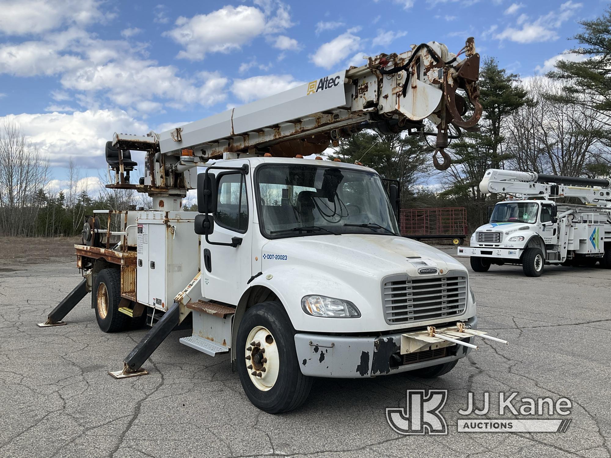 (Wells, ME) Altec DM47B-TR, Digger Derrick rear mounted on 2014 Freightliner M2 106 Flatbed Truck Ru