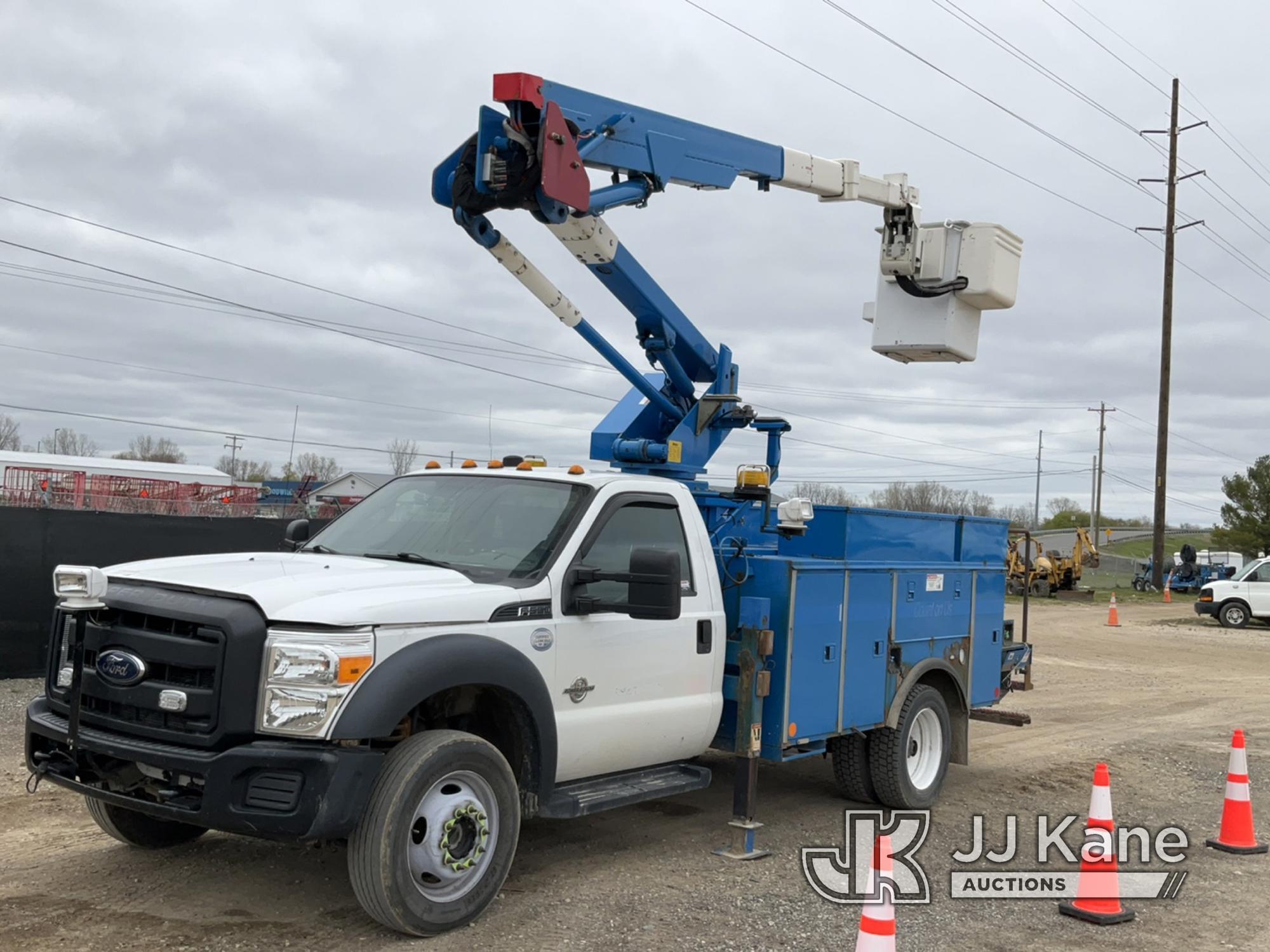 (Charlotte, MI) HiRanger LT38, Articulating & Telescopic Bucket Truck mounted behind cab on 2014 For