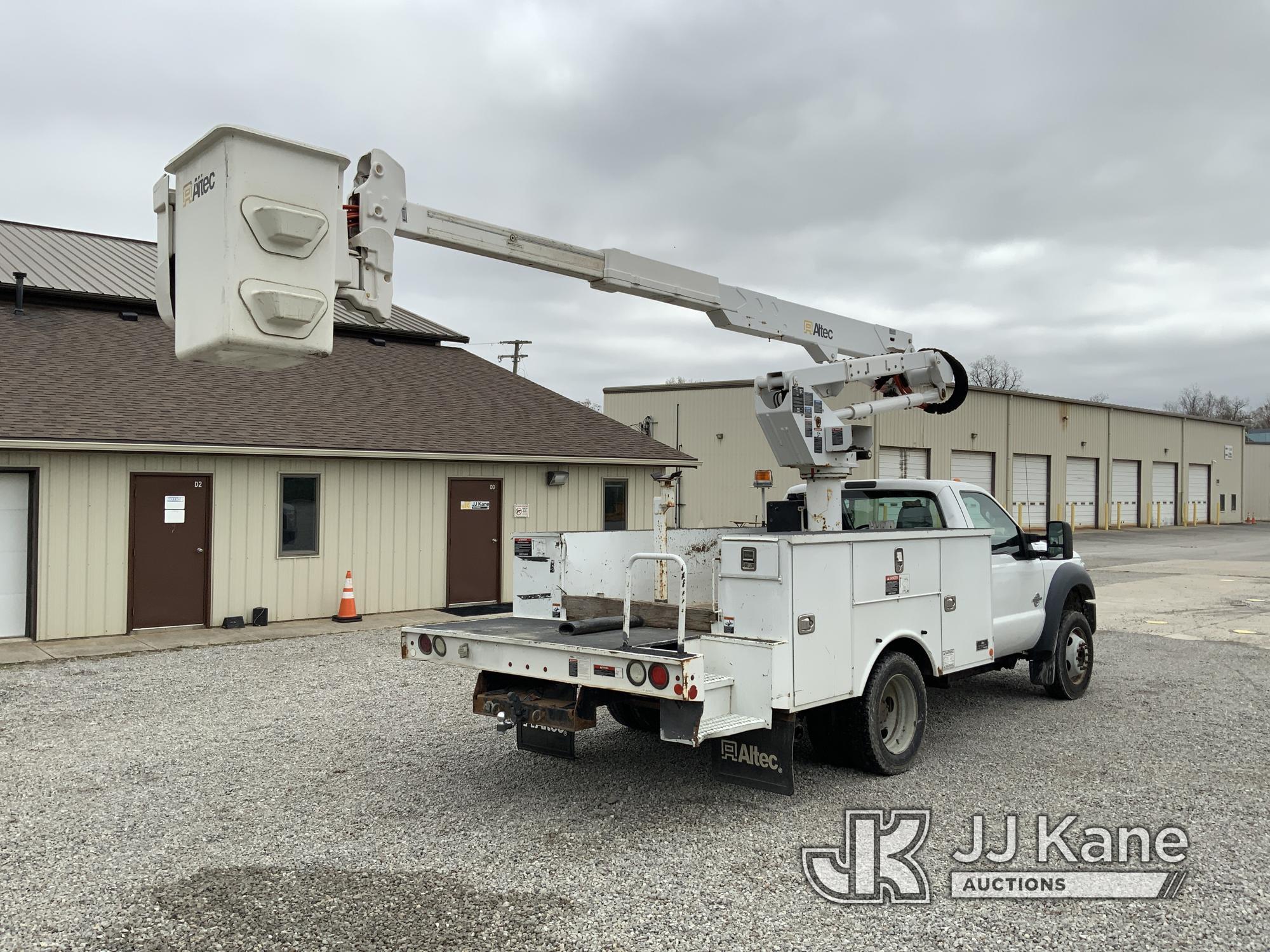 (Fort Wayne, IN) Altec AT37G, Articulating & Telescopic Bucket Truck mounted behind cab on 2015 Ford