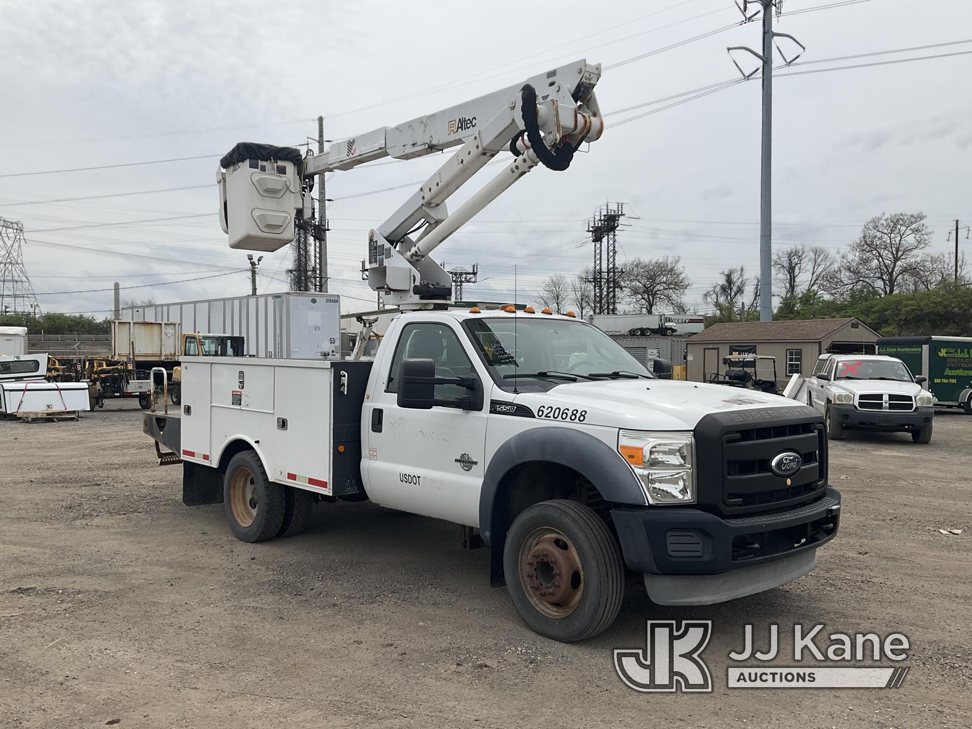 (Plymouth Meeting, PA) Altec AT37G, Articulating & Telescopic Bucket Truck mounted behind cab on 201