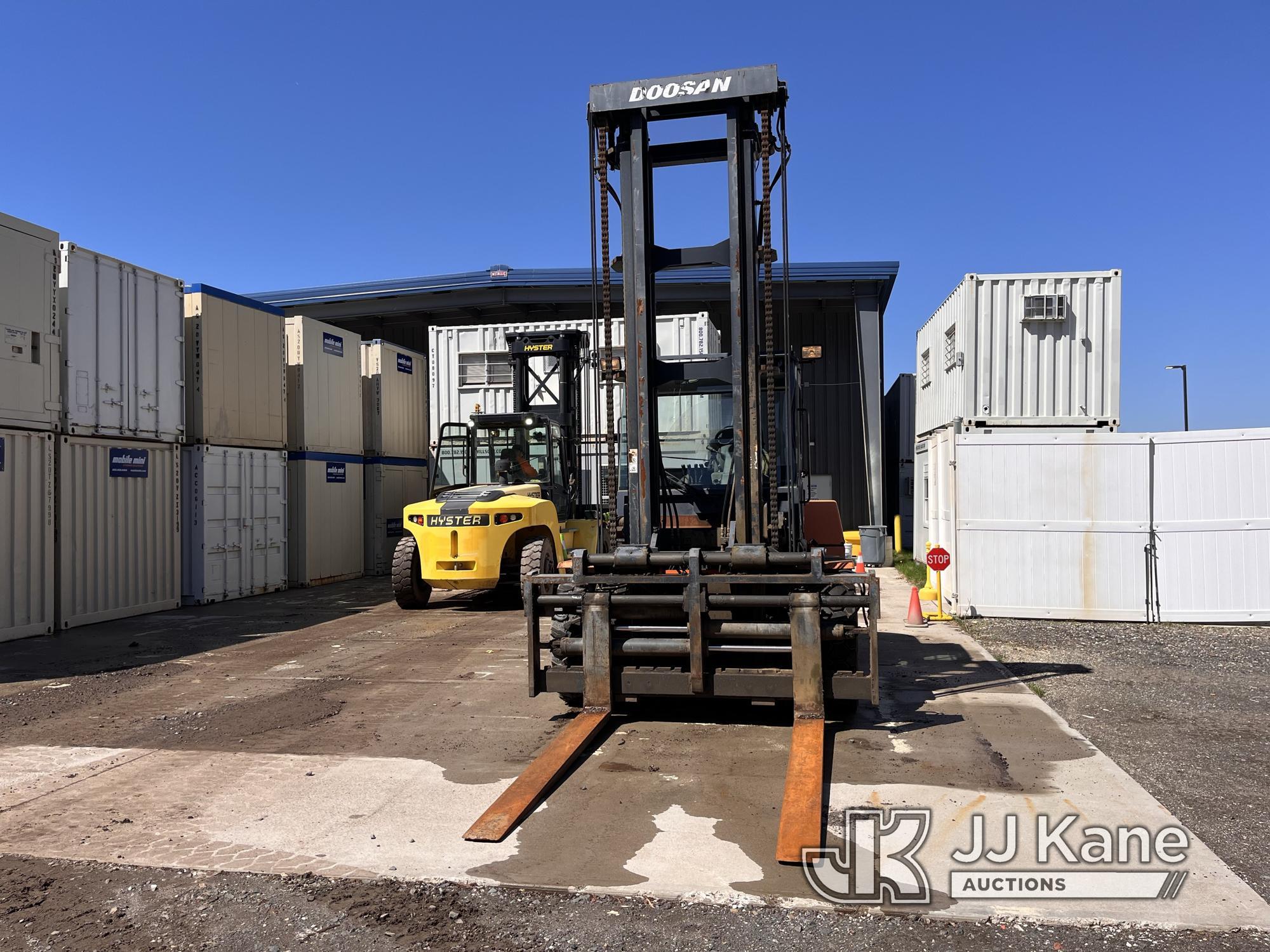 (Enfield, CT) 2011 Doosan D110S-5 Pneumatic Tired Forklift Runs, Moves & Operates) (Jump to Start (2