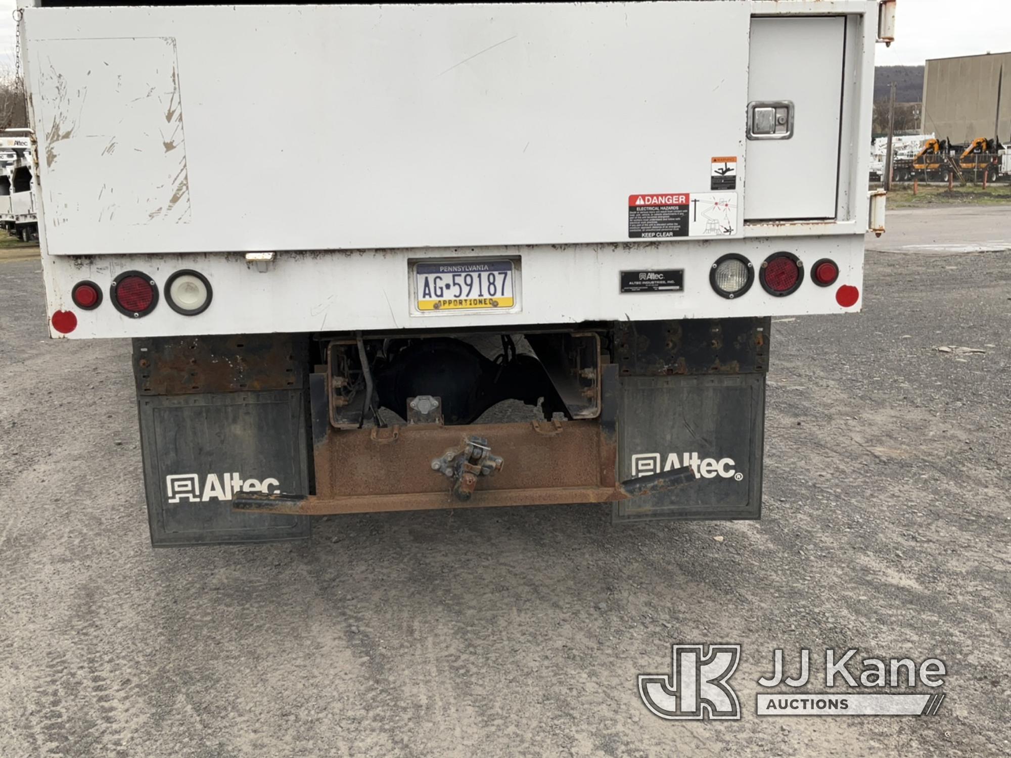 (Plains, PA) Altec LR7-60E70, Over-Center Elevator Bucket Truck mounted behind cab on 2018 Freightli