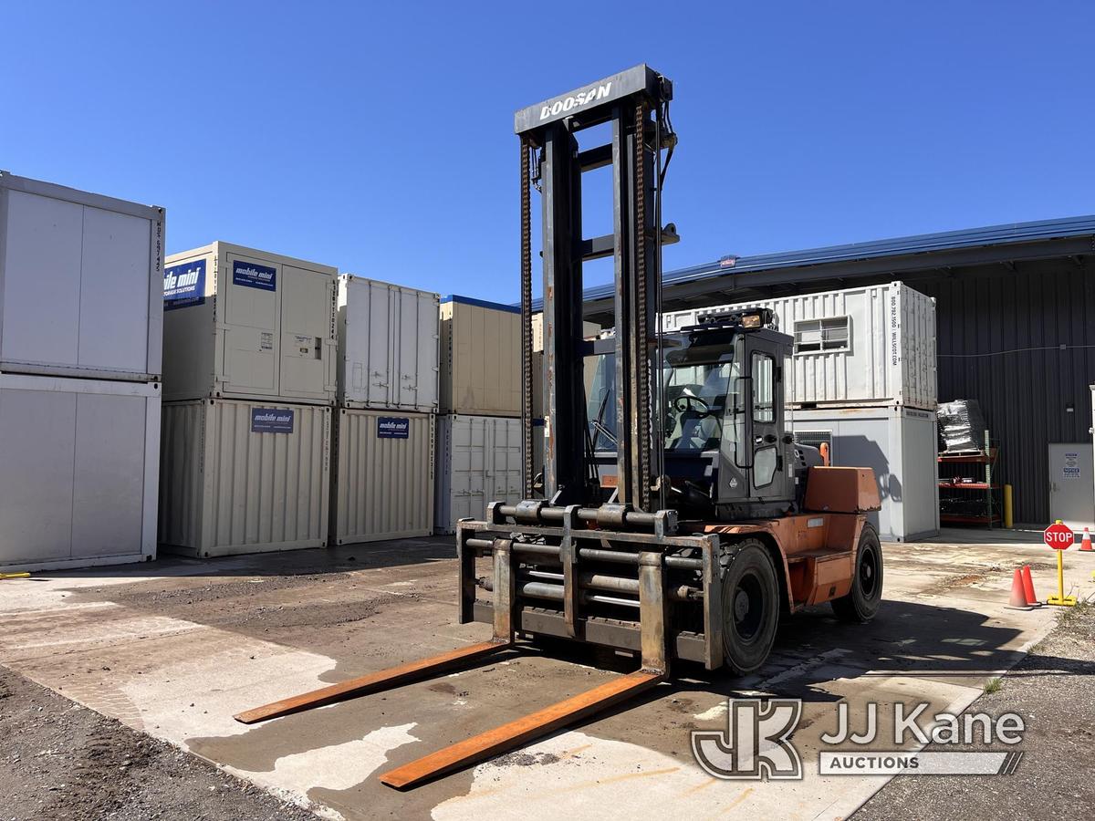 (Enfield, CT) 2011 Doosan D110S-5 Pneumatic Tired Forklift Runs, Moves & Operates) (Jump to Start (2