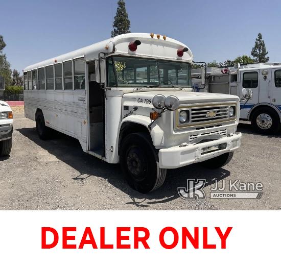 (Jurupa Valley, CA) 1990 Chevrolet B6P042 Bus Not Running