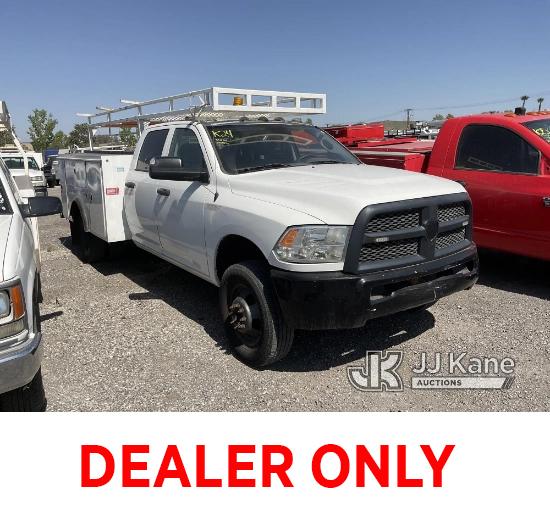 (Jurupa Valley, CA) 2014 DODGE RAM 3500 Utility Truck, 1 TON 4X4 CREW CAB W/UTILITY Runs & Moves, AB