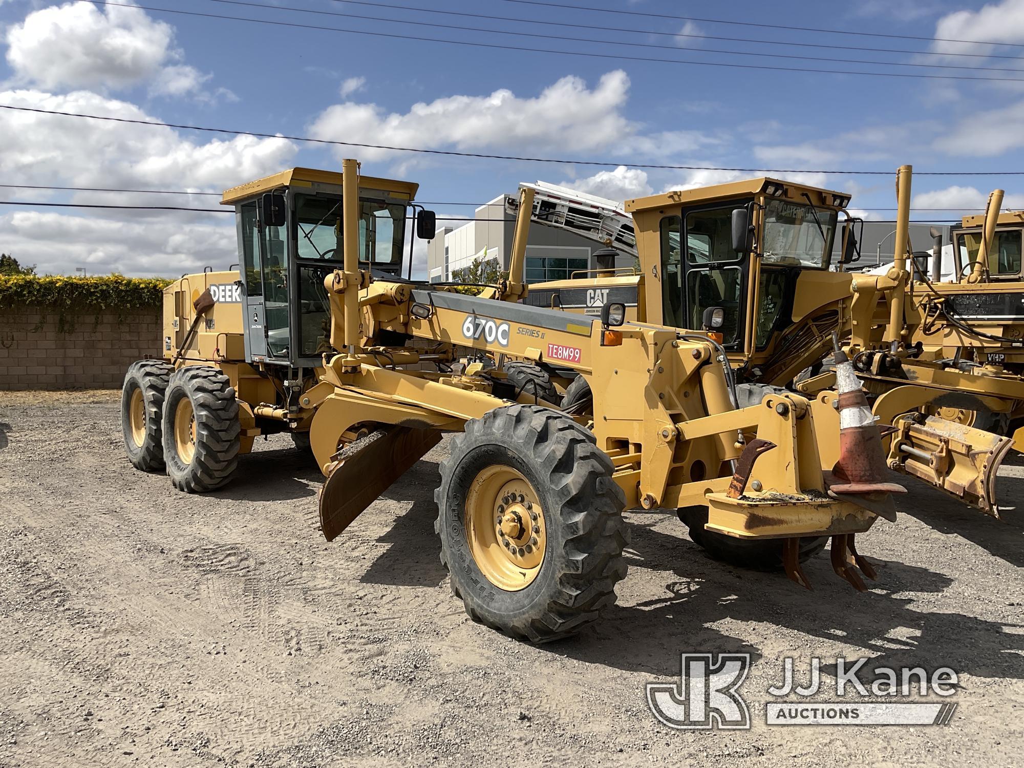 (Jurupa Valley, CA) 2002 John Deere 670C Motor Grader, EROPS, Pan, Tilt, Rotate, Mould Board, Hydrau