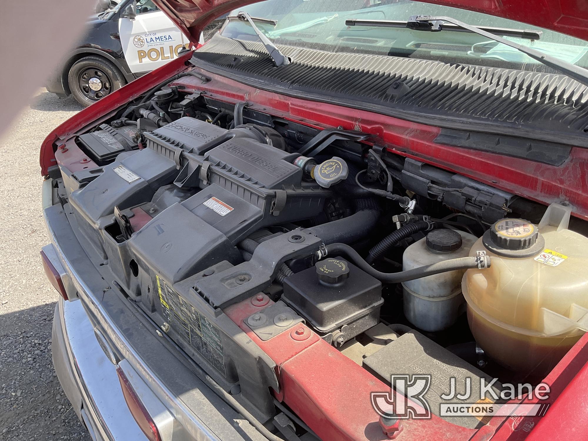 (Jurupa Valley, CA) 2003 Ford E-450 Ambulance Engine Runs, ABS Light On. Air Bag Light On, Front  Pa