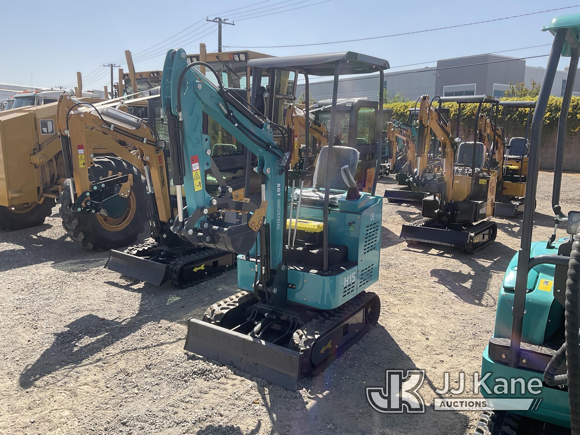 (Jurupa Valley, CA) 2024 AGT H15 Mini Hydraulic Excavator, bkt, ripper, 2 ft 8 in. stick, aux hyd, d