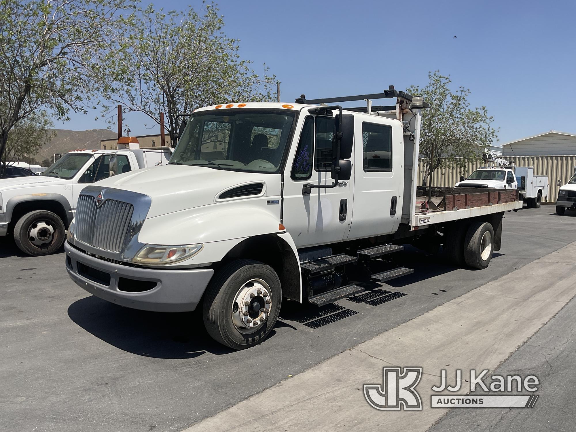 (Jurupa Valley, CA) 2012 International Durastar 4300 Crew-Cab Flatbed Truck Runs & Moves