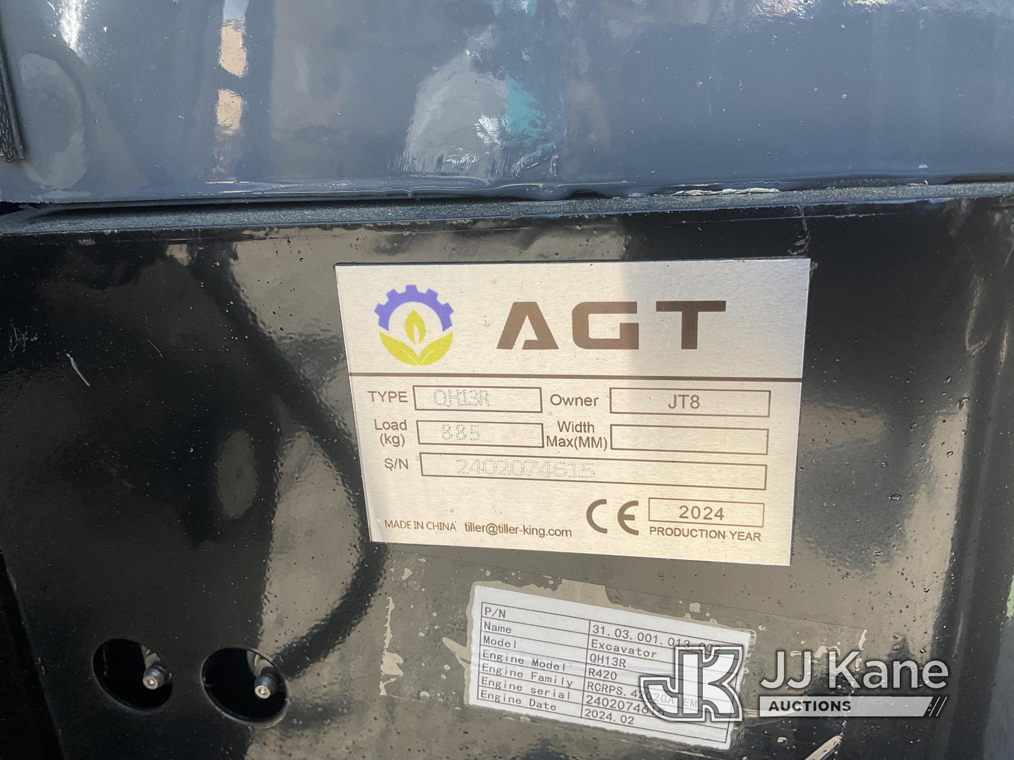 (Jurupa Valley, CA) 2024 AGT QH13R Mini Hydraulic Excavator, bkt, ripper, 2 ft 8 in. stick, aux hyd,