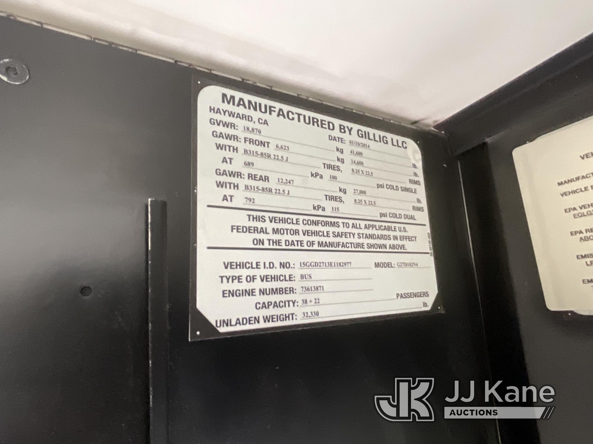 (Jurupa Valley, CA) 2014 Gillig Lower Floor Bus Not Running, Missing Parts