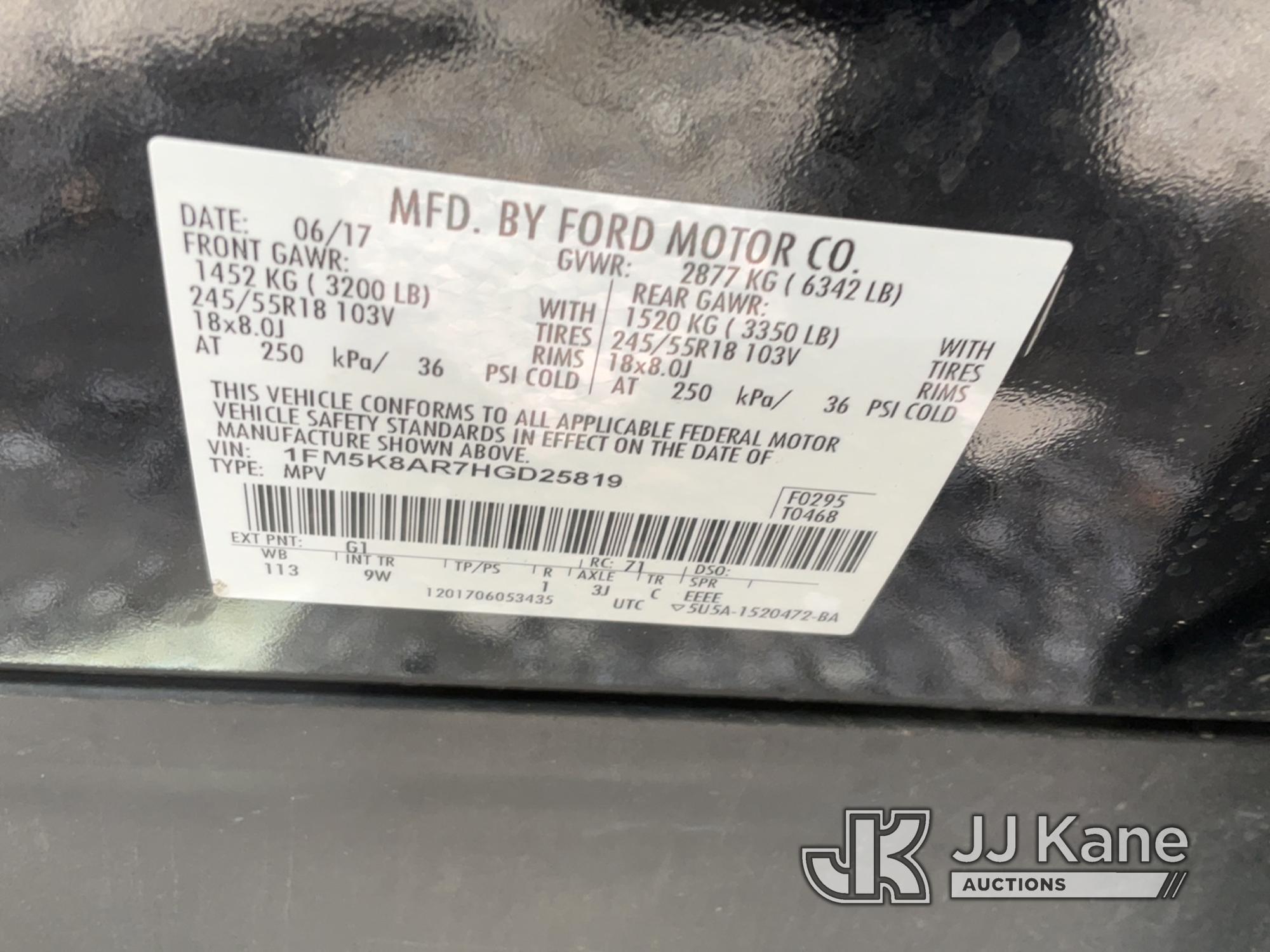 (Jurupa Valley, CA) 2017 Ford Explorer 4-Door Sport Utility Vehicle Not Running , No Key, Stripped O