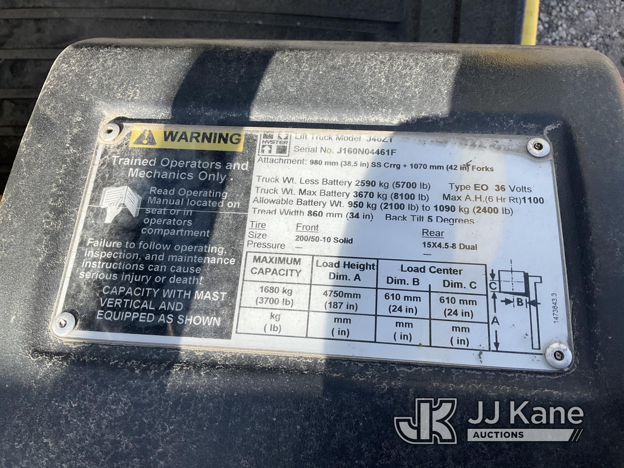 (Jurupa Valley, CA) 2008 Hyster J40ZT EV Solid Tired Forklift Starts & Operates