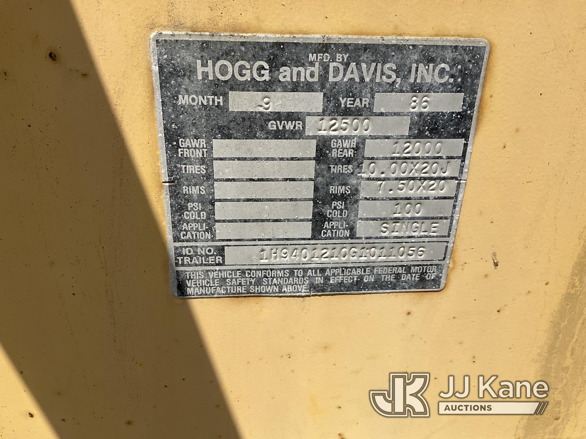 (Jurupa Valley, CA) 1986 Hogg P120 Reel Trailer Operation Unknown, Trailer Length: 7ft, Trailer Widt