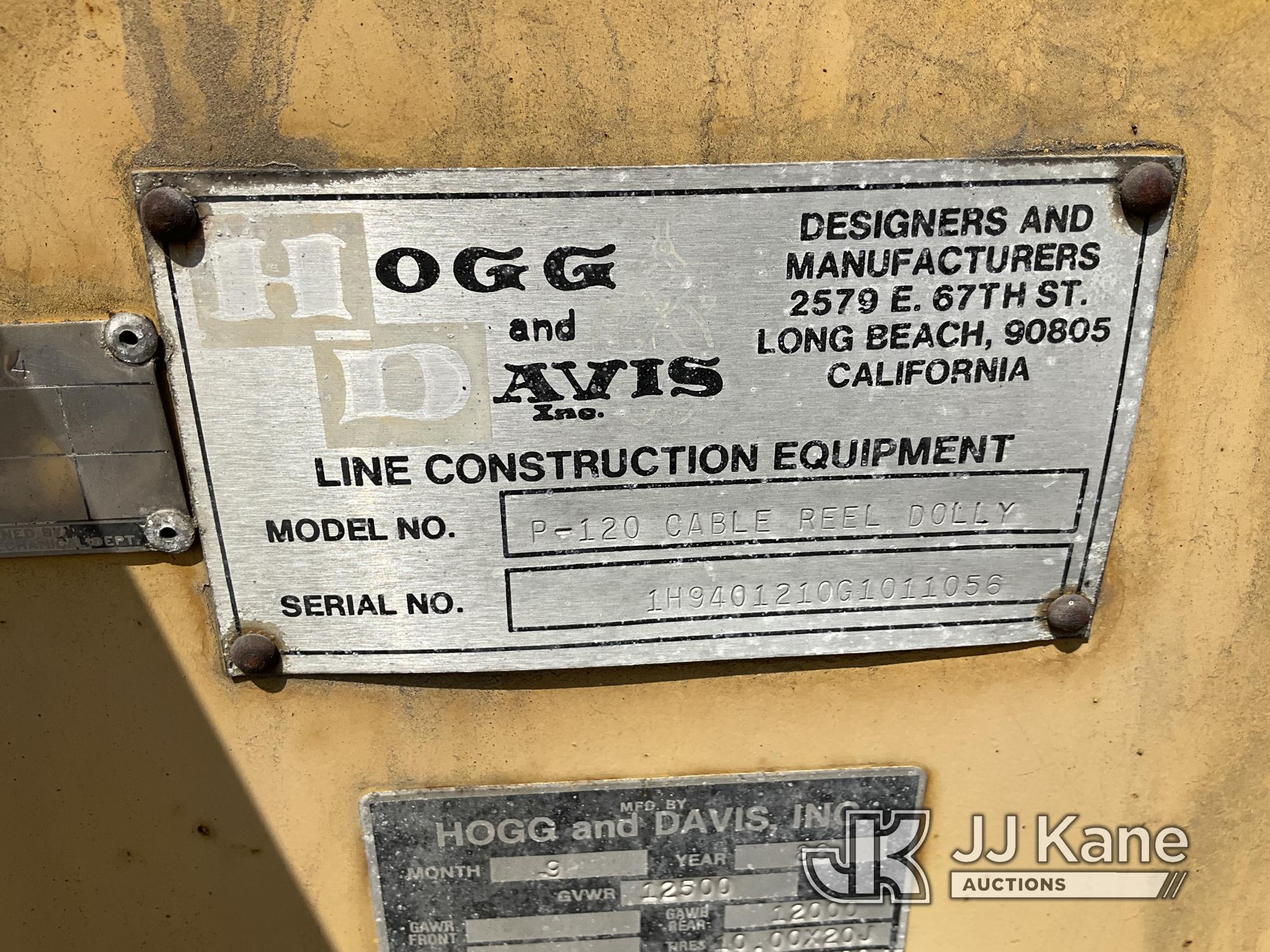 (Jurupa Valley, CA) 1986 Hogg P120 Reel Trailer Operation Unknown, Trailer Length: 7ft, Trailer Widt