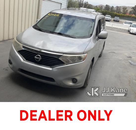 (Jurupa Valley, CA) 2012 Nissan QUEST Passenger Van Runs & Moves, Check Engine Light Is On , Bad Bre