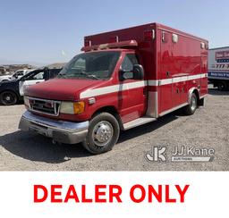 (Jurupa Valley, CA) 2003 Ford E-450 Ambulance Engine Runs, ABS Light On. Air Bag Light On, Front  Pa