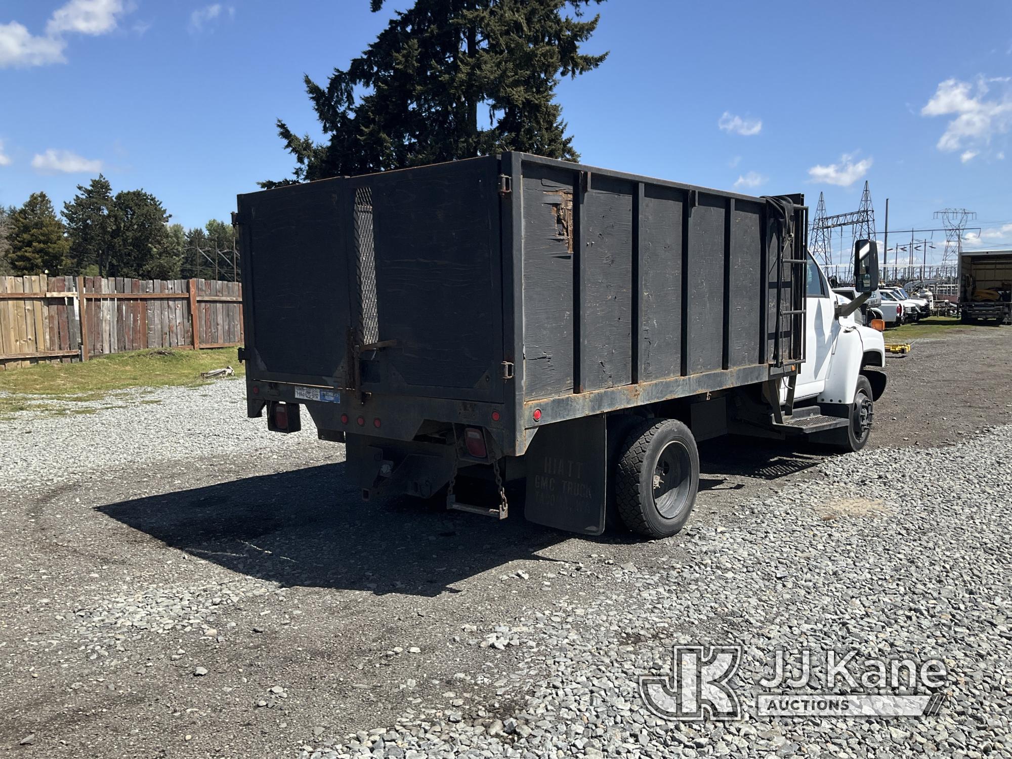 (Tacoma, WA) 2007 GMC C4500 Dump Debris Truck Runs & Moves) (Dump Controls Damaged, Condition Unknow
