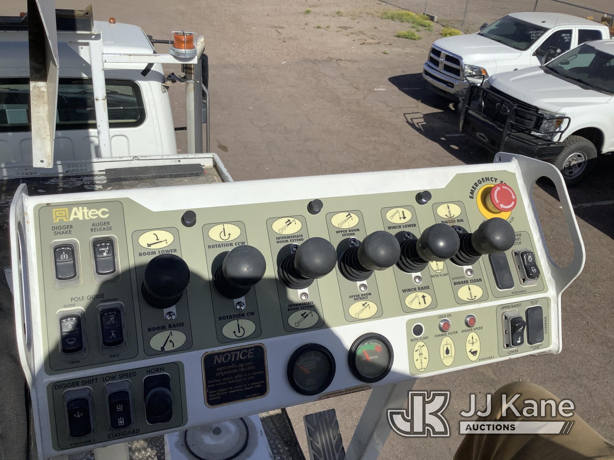(Phoenix, AZ) Altec DM47B-TR, Digger Derrick rear mounted on 2017 Freightliner M2 106 4x4 Flatbed/Ut