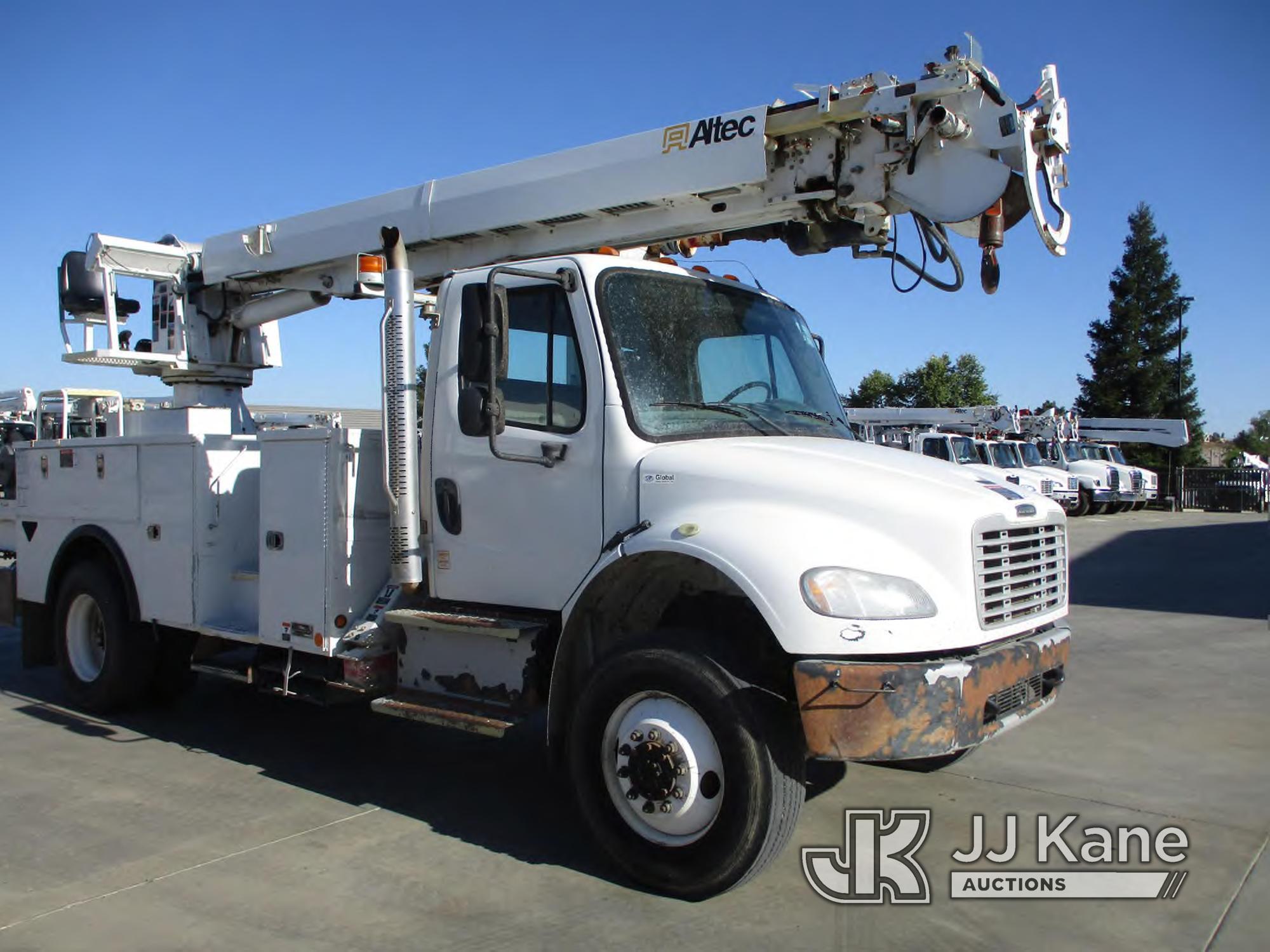 (Bakersfield, CA) Altec DM47B-TR, Digger Derrick rear mounted on 2014 Freightliner M2 106 4x4 Utilit