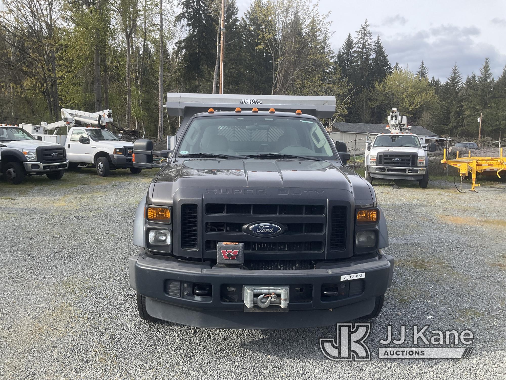 (Eatonville, WA) 2008 Ford F450 Dump Flatbed Truck Runs & Moves, Dump & Tommy Gates Operates)( Check