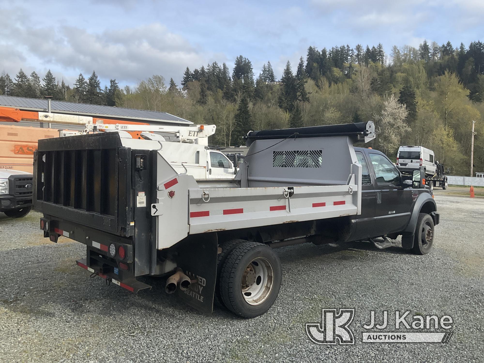 (Eatonville, WA) 2008 Ford F450 Dump Flatbed Truck Runs & Moves, Dump & Tommy Gates Operates)( Check