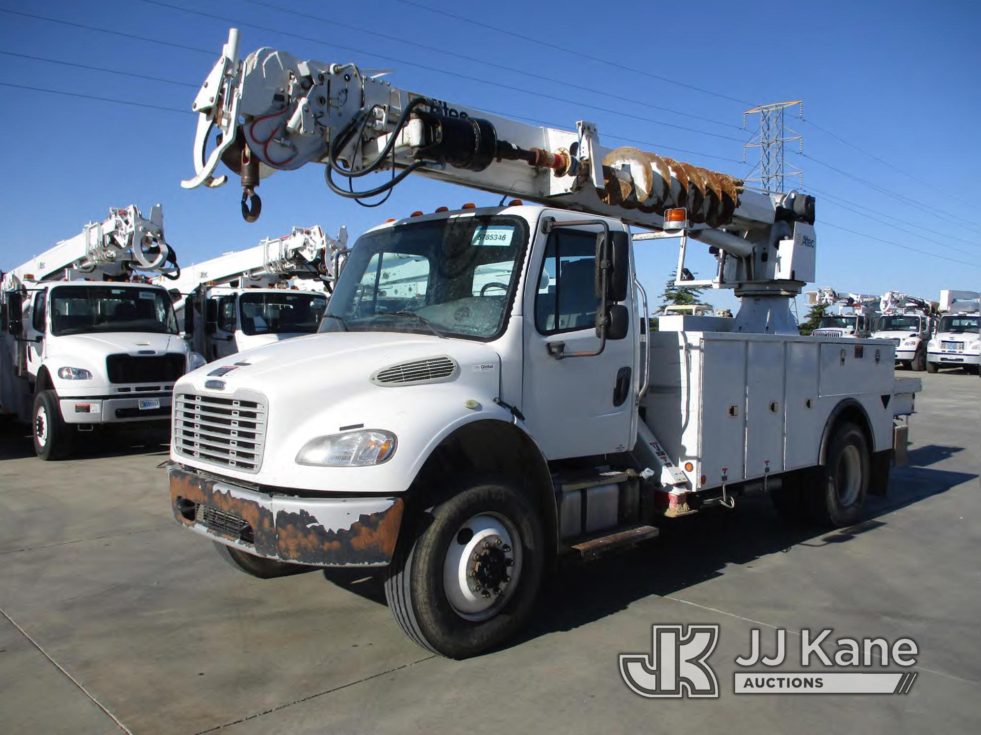 (Bakersfield, CA) Altec DM47B-TR, Digger Derrick rear mounted on 2014 Freightliner M2 106 4x4 Utilit