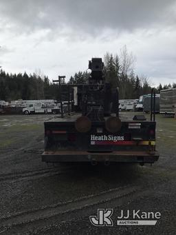 (Tacoma, WA) Telescopic Sign Crane rear mounted on 1996 GMC C7500 Flatbed/Utility Truck Runs, Moves)