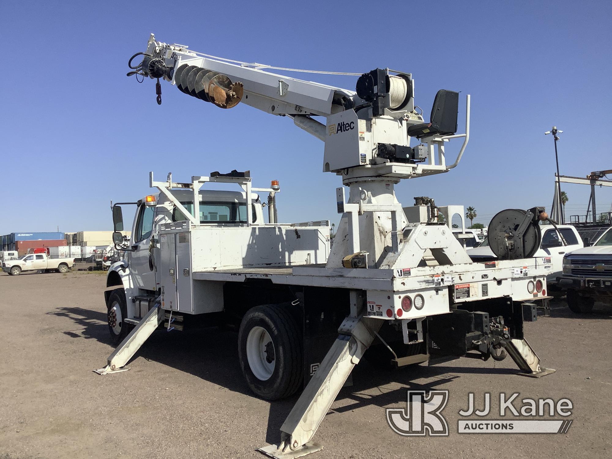 (Phoenix, AZ) Altec DM47B-TR, Digger Derrick rear mounted on 2017 Freightliner M2 106 4x4 Flatbed/Ut