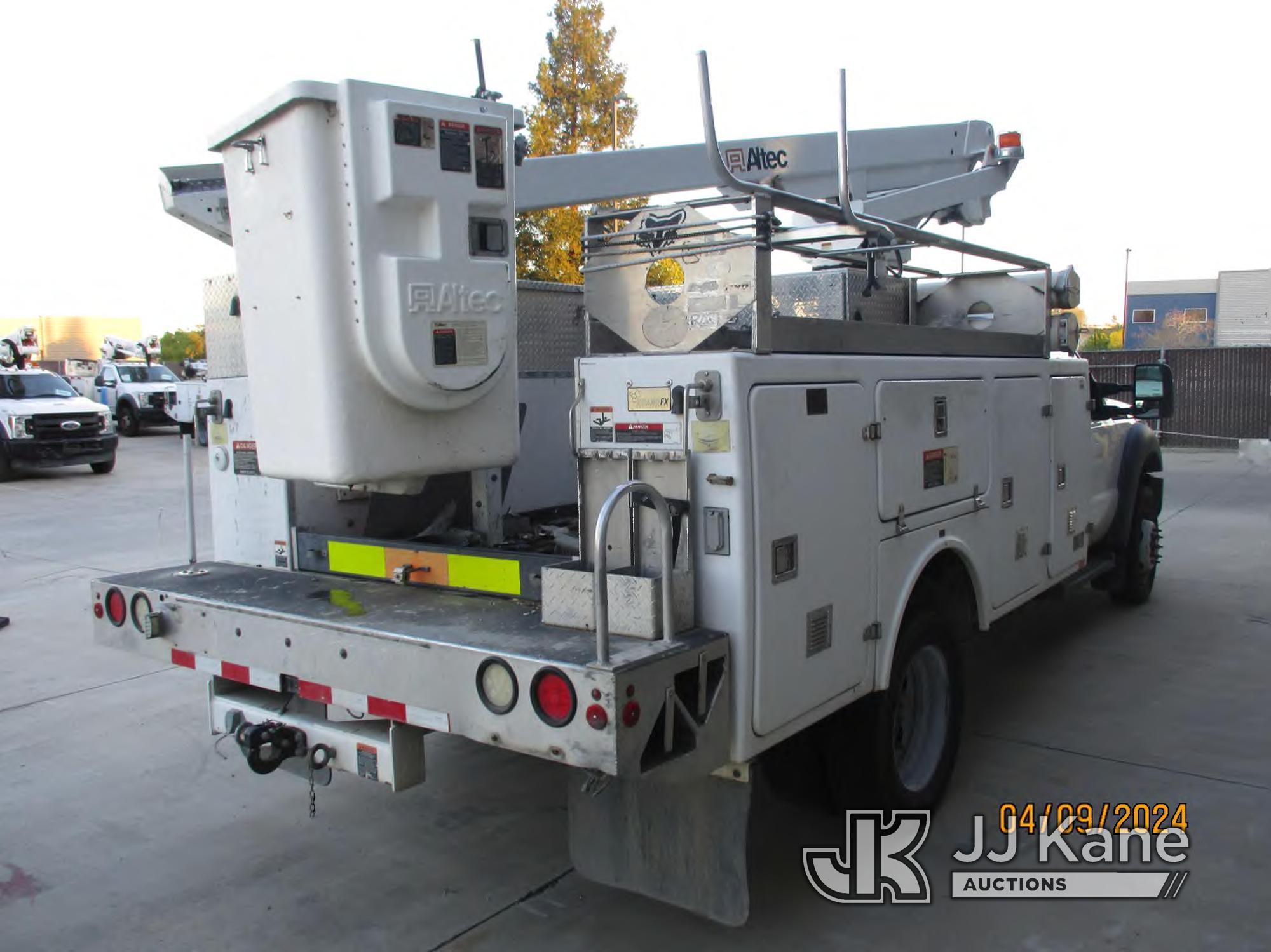 (Bakersfield, CA) Altec AT200-A, Telescopic Non-Insulated Bucket mounted behind cab on 2012 Ford F45